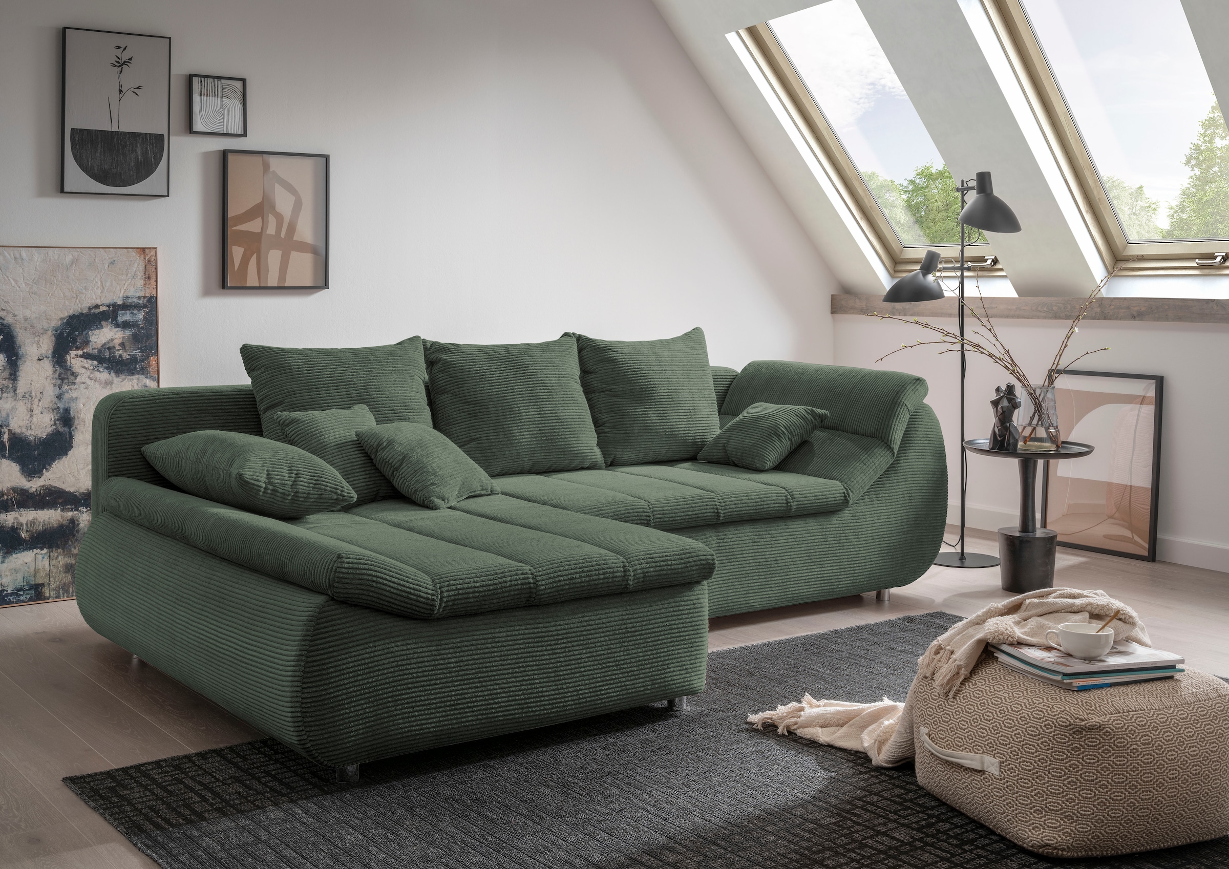INOSIGN Ecksofa »Imola elegant und bequem, aktuelle Steppung im Sitz, L-For günstig online kaufen