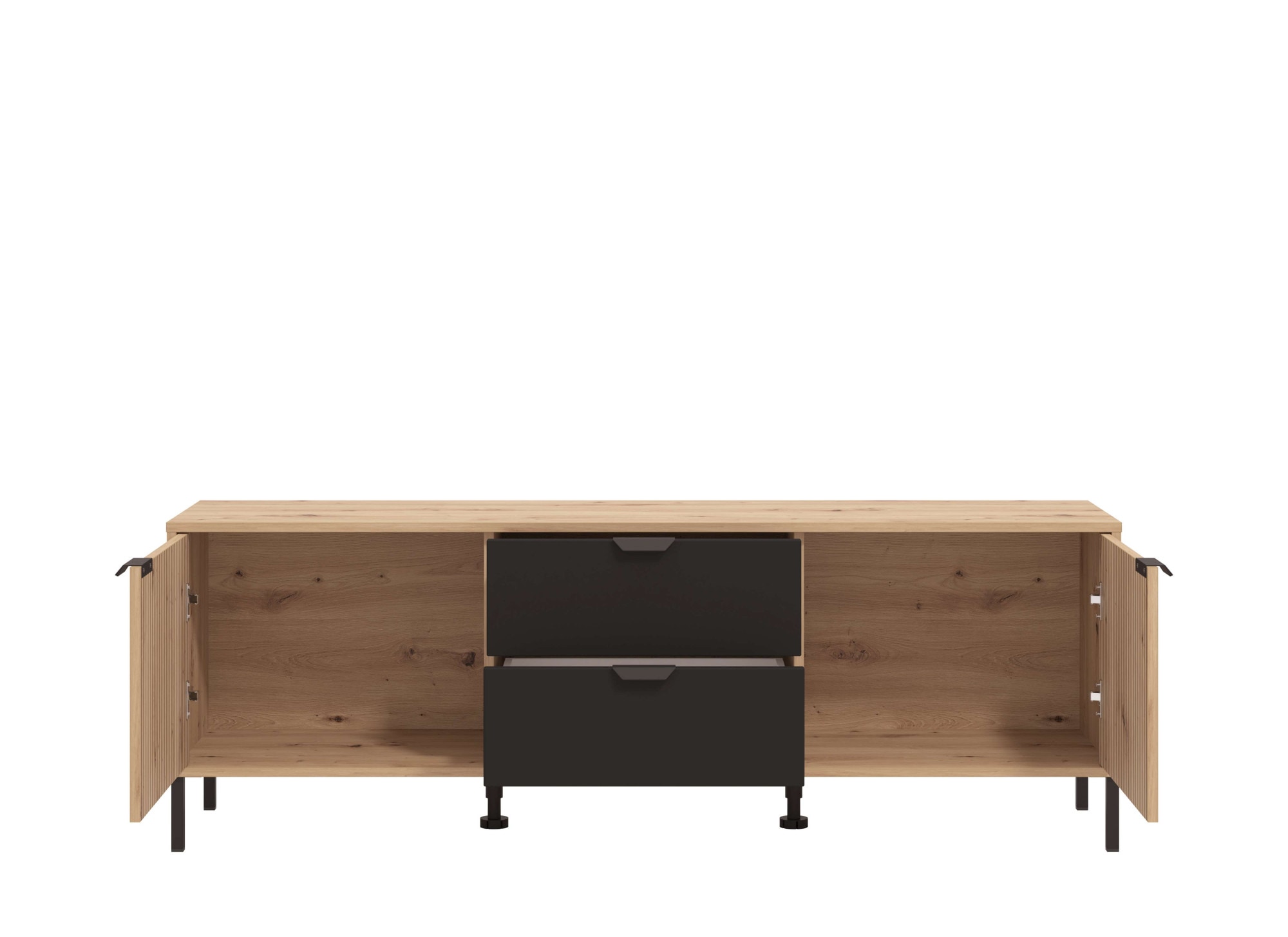 Home affaire Lowboard »Mayenne, TV-Lowboard, Breite 157 cm«, TV-Kommode, Türen mit Rillen-Optik, 2 Schubkästen
