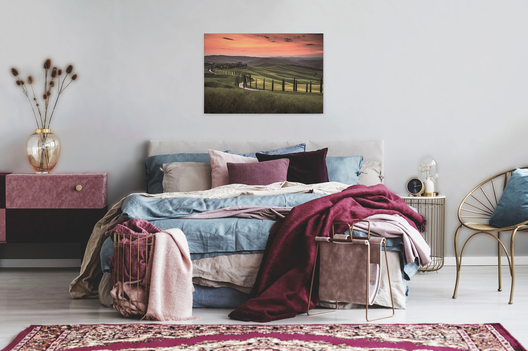 A.S. Création Leinwandbild »Tuscany«, Kunst-Gemälde-Kinder, (1 St.), Feld Natur Keilrahmen Landschaft Leinwand-Bild Wohnzimmer modern Wand