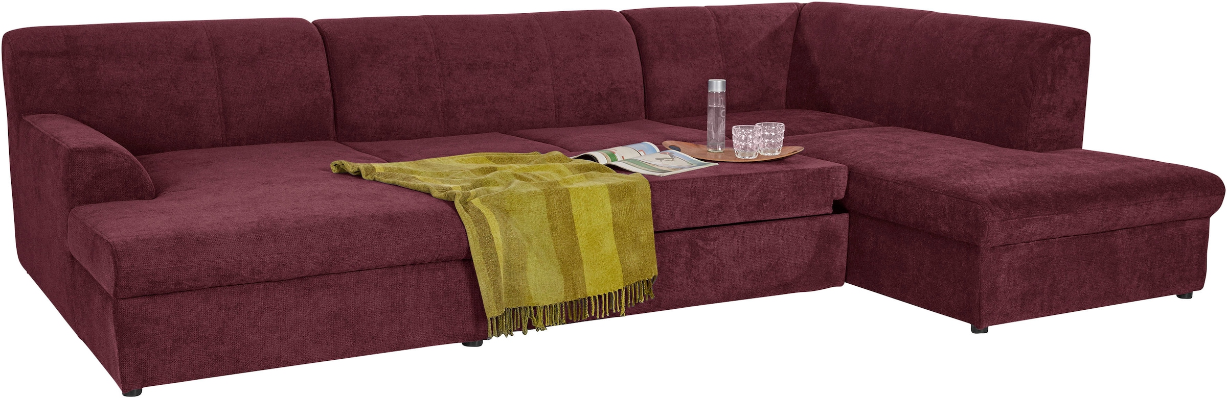 DOMO collection Wohnlandschaft »Topper, elegant und zeitlos, komfortabel, U-Form«, wahlweise mit Bettfunktion