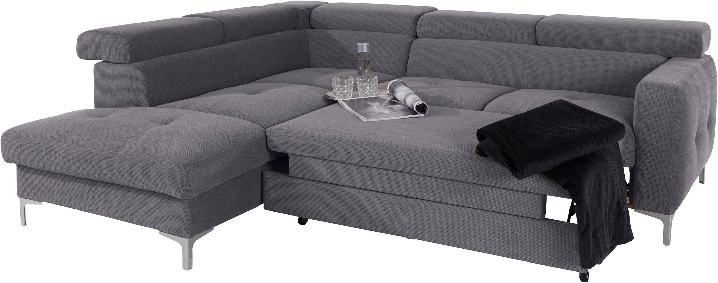 COTTA Ecksofa »Sammy L-Form«, mit Kopfteilverstellung, wahlweise mit Bettfunktion & Bettkasten