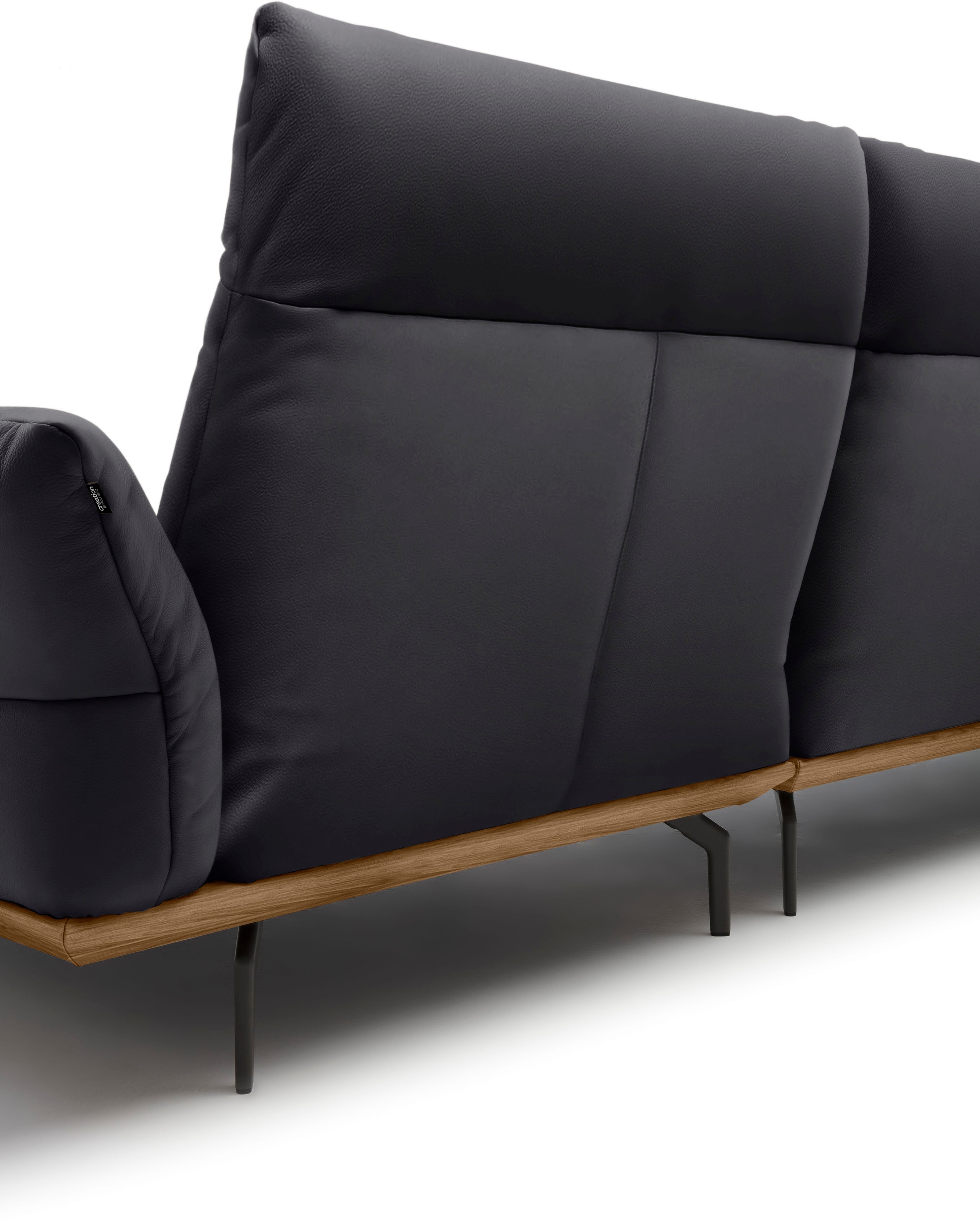Creation BY ROLF BENZ Ecksofa »CR.460«, Sockel in Nussbaum, Winkelfüße in Umbragrau, Breite 338 cm
