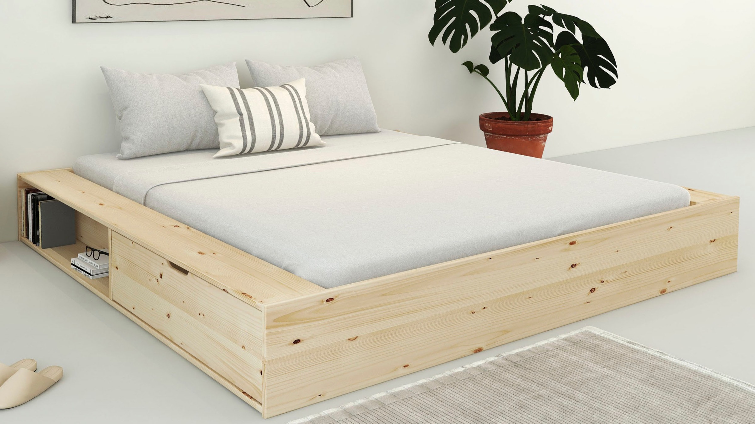 Home affaire Stauraumbett »Erno, Massivholzbett, Futonbett, 275KG belastbar günstig online kaufen
