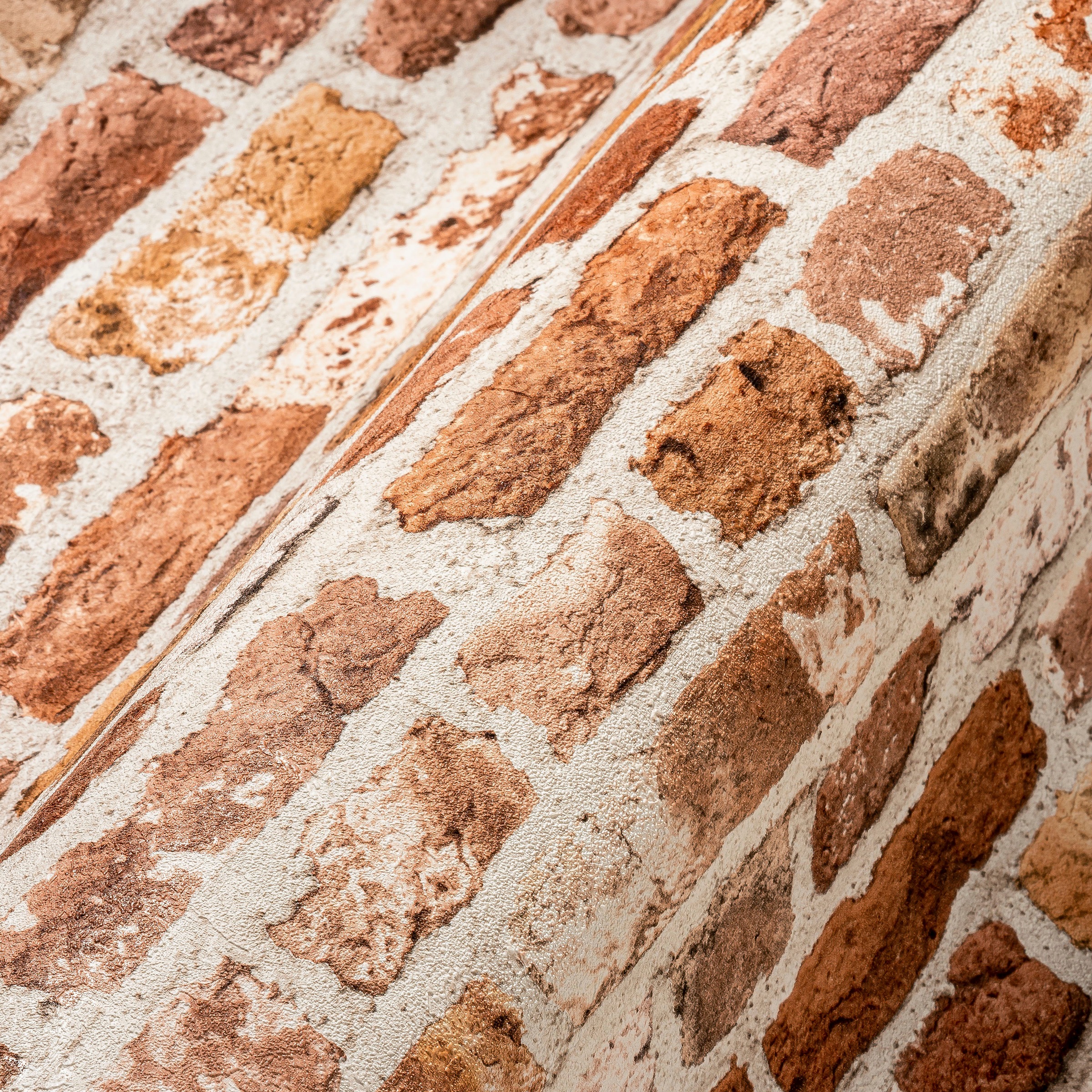 A.S. Création Vliestapete »Bricks & Stones Backstein Steinoptik«, matt-gemustert-neutral, Steintapete Backstein Tapete Tapeten Wohnzimmer Schlafzimmer Küche