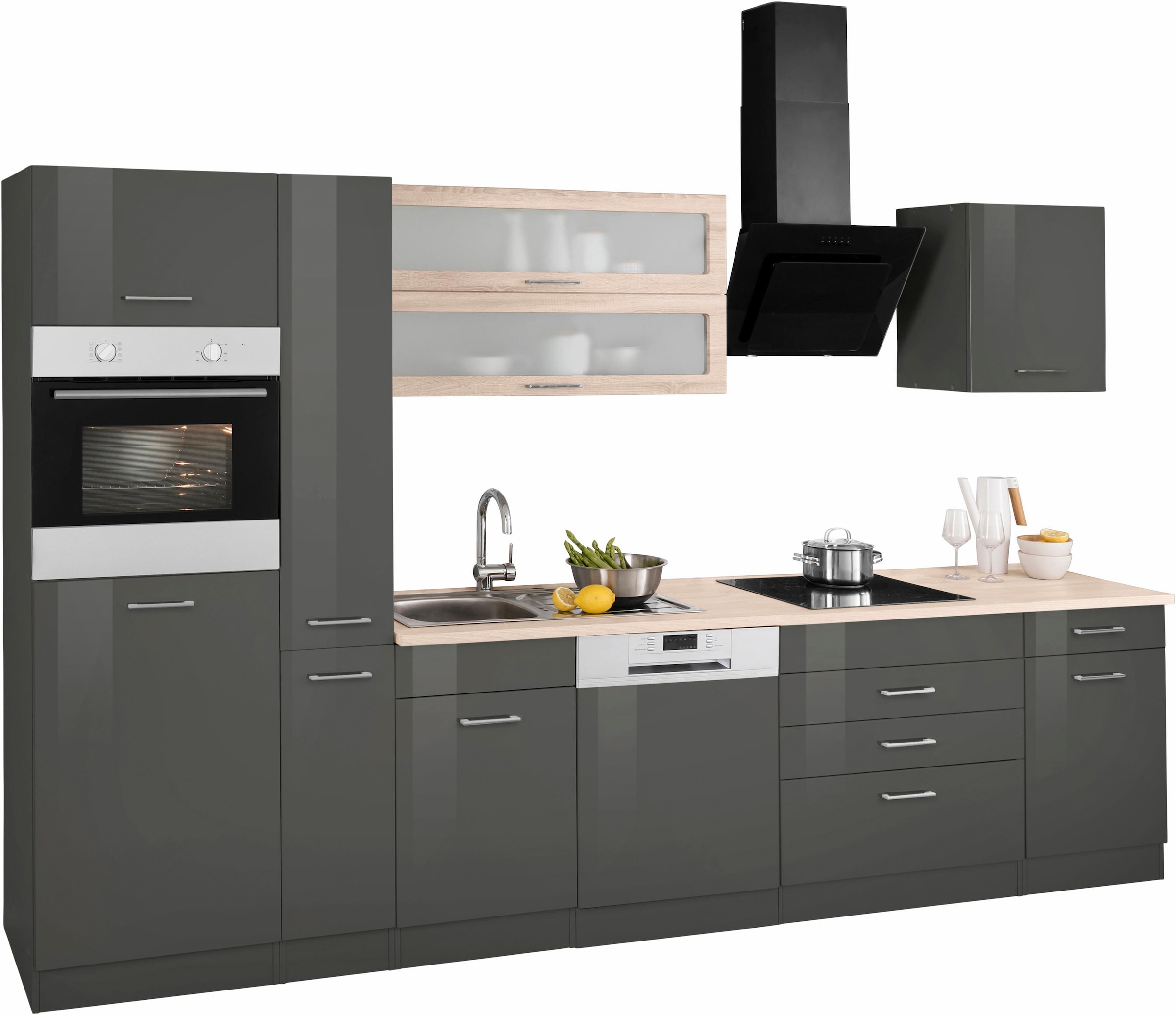 KOCHSTATION Küchenzeile »KS-Utah« ohne E-Geräte, Breite 330 cm