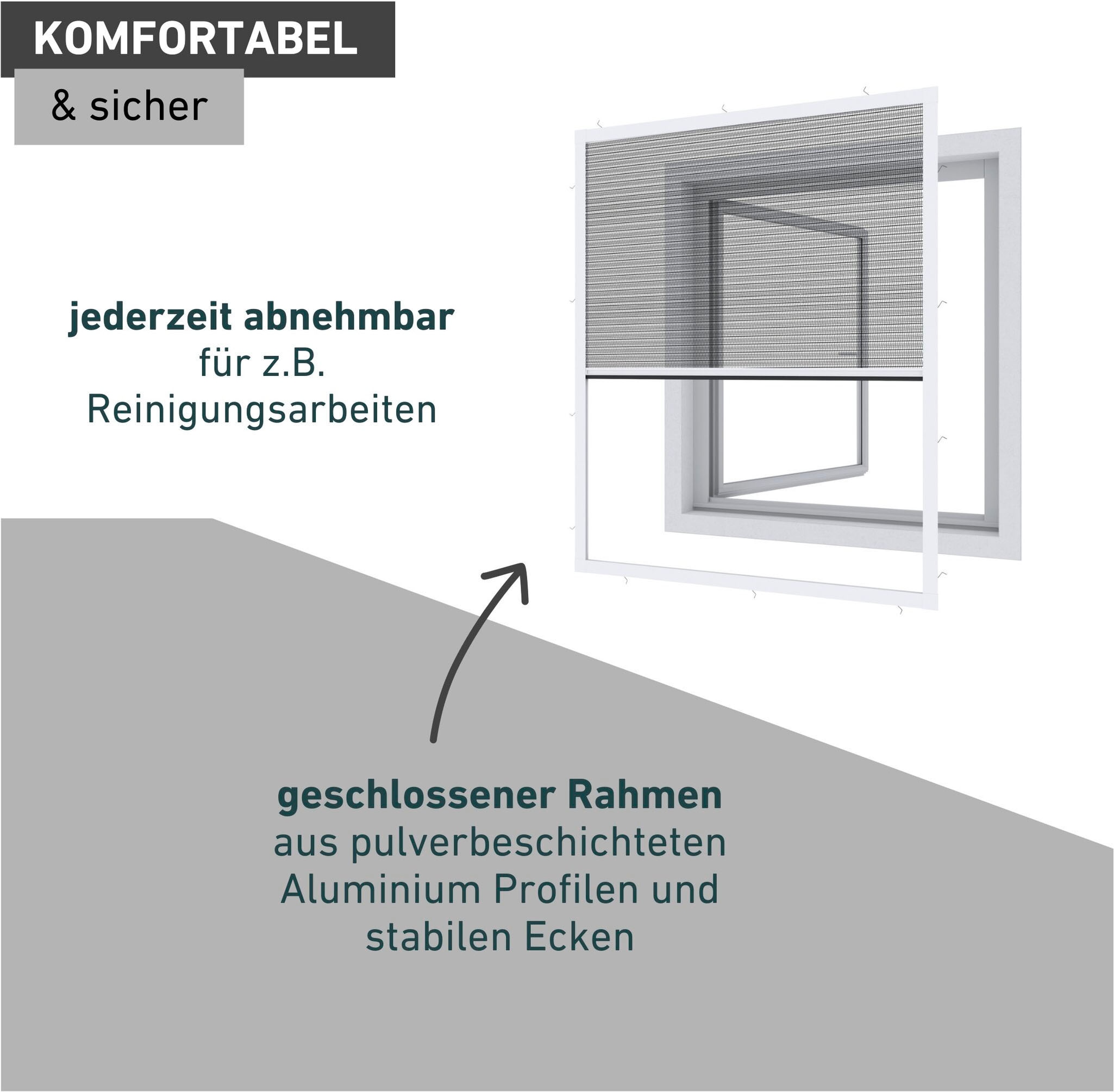 Windhager Insektenschutzplissee »Plisseefenster ULTRA FLAT«, halbtransparent, ohne Bohren, verspannt, Insektenschutz Plissee für Fenster ohne bohren 100 x 120 cm, weiß