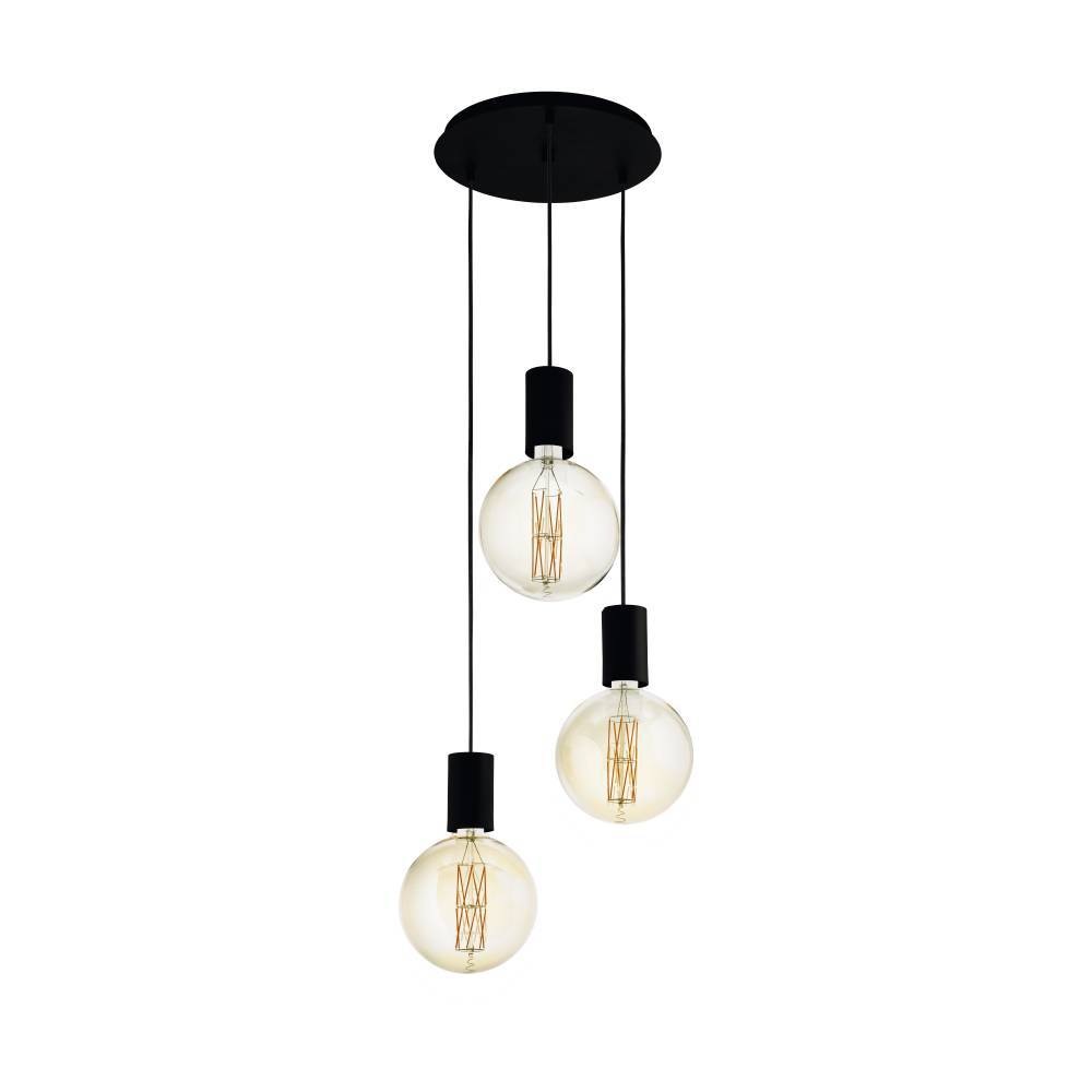 EGLO Hängeleuchte »POZUETA Pendellampe, Stahl, E27, Esstischlampe, Hängelampe, Lampe«, 3 flammig, Leuchtmittel E27 | ohne Leuchtmittel, Hängeleuchte, H150 x Ø33 cm, schwarz, 3X40W exkl.