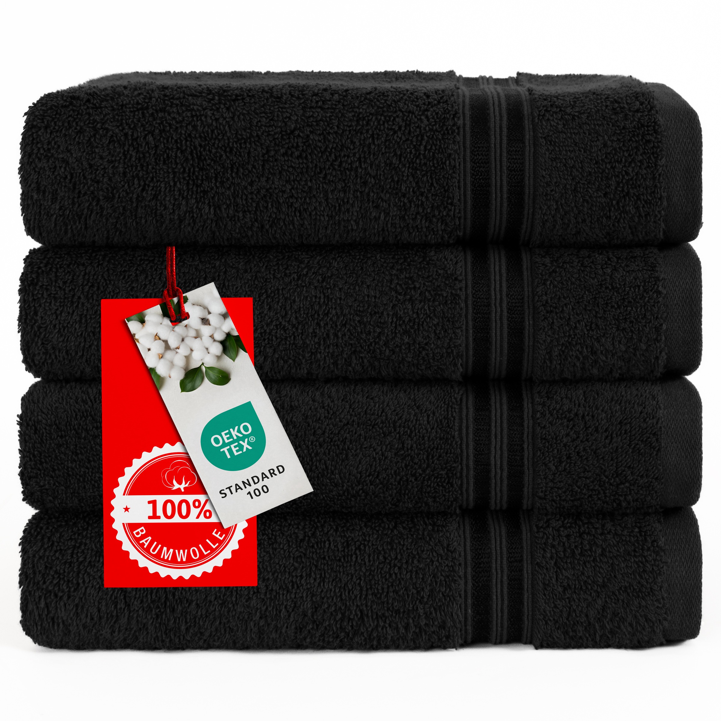 HAMMETEX Handtuch Set »4er Set Handtücher 50x100 cm, 100% Baumwolle, Weich & Saugstark«, (Set, 4 St., 4), mit Bordüre, einfarbig, weich
