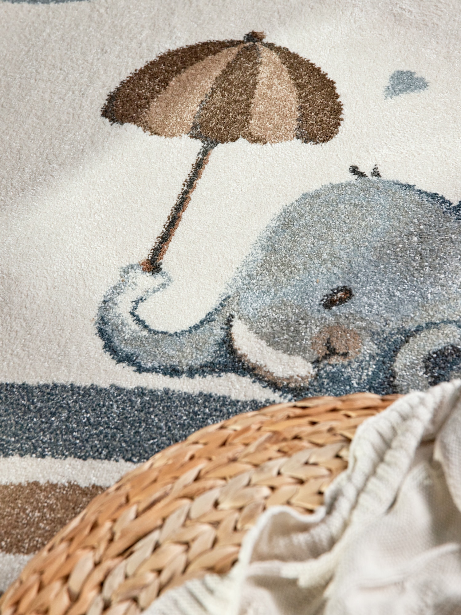 Villeroy & Boch Kinderteppich »Walk like an Elephant Rainy Party Teppich« rechteckig 9 mm Höhe Spielteppich weich, Kinderzimmer, Boho Kids Spielunterlage, Tieremotiv