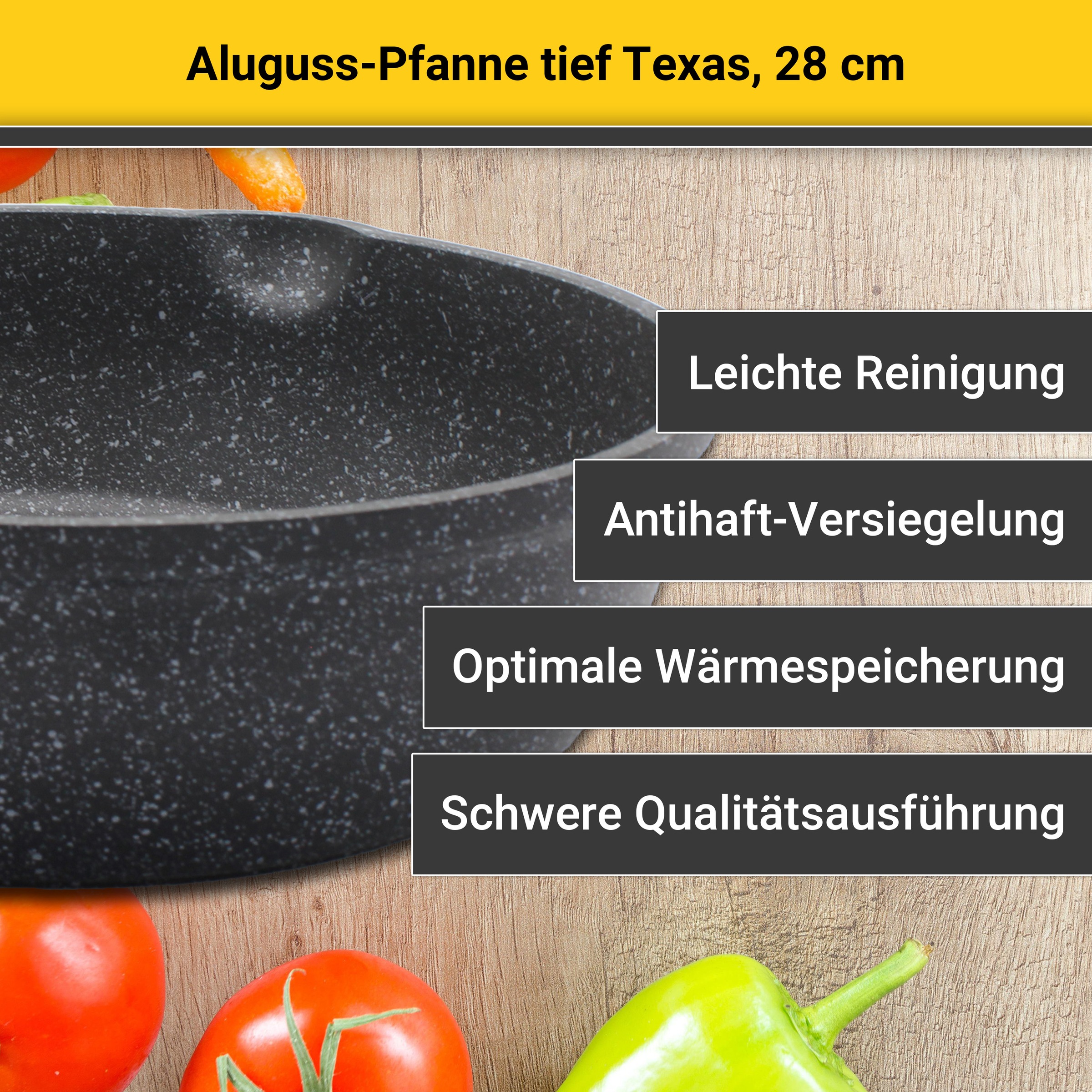 Krüger Bratpfanne »Aluguss Pfanne tief Texas, 28 cm«, Aluminiumguss, (1 tlg günstig online kaufen