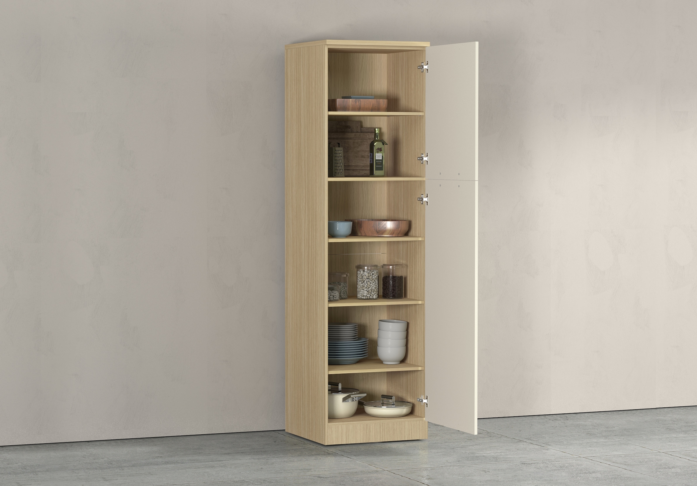 KOCHSTATION Vorratsschrank »Luna, Hochschrank, Küchenvorratsschrank, Speiseschrank, Made in Italy« B/T/H: 60×60×214,5 cm, mit 6 großzügigen Fächern