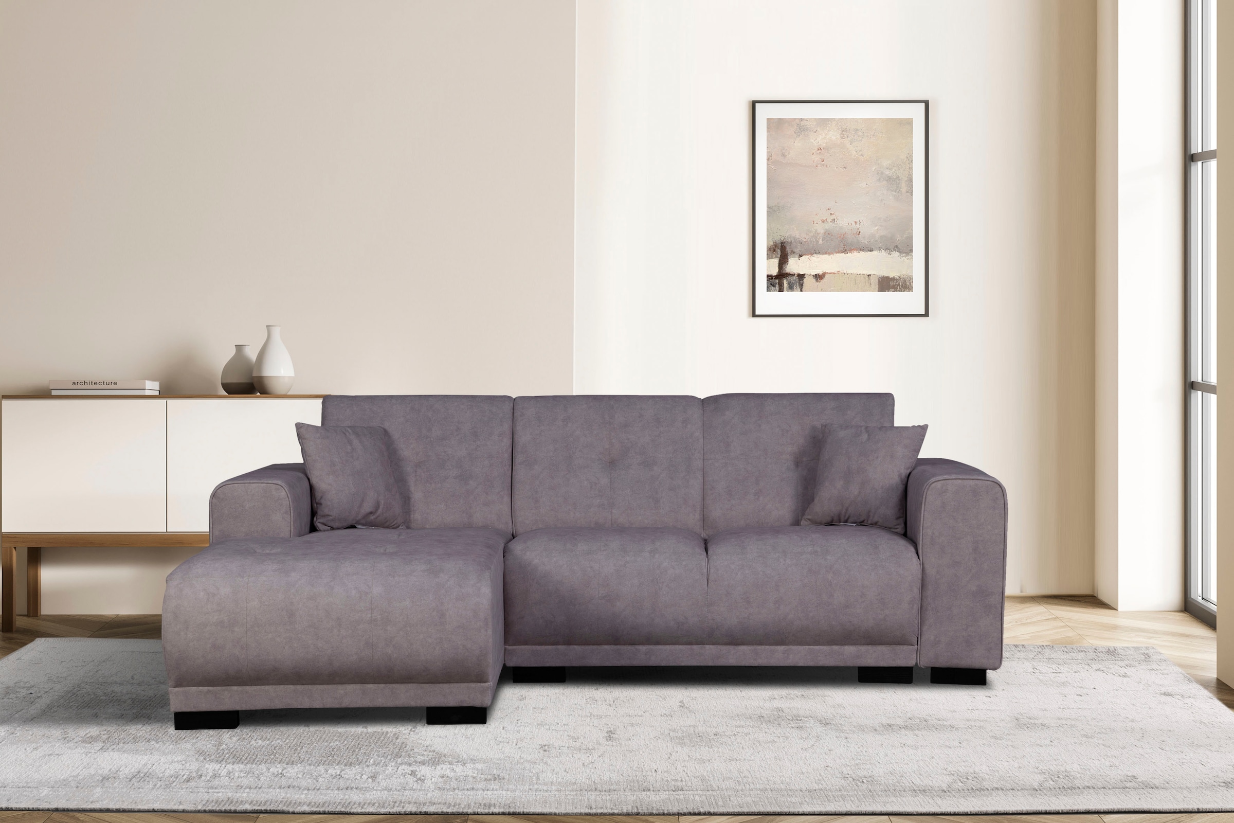 Home affaire Ecksofa »Langeland L-Form«, incl. 2 Zierkissen, Recamiere wahlweise links oder rechts