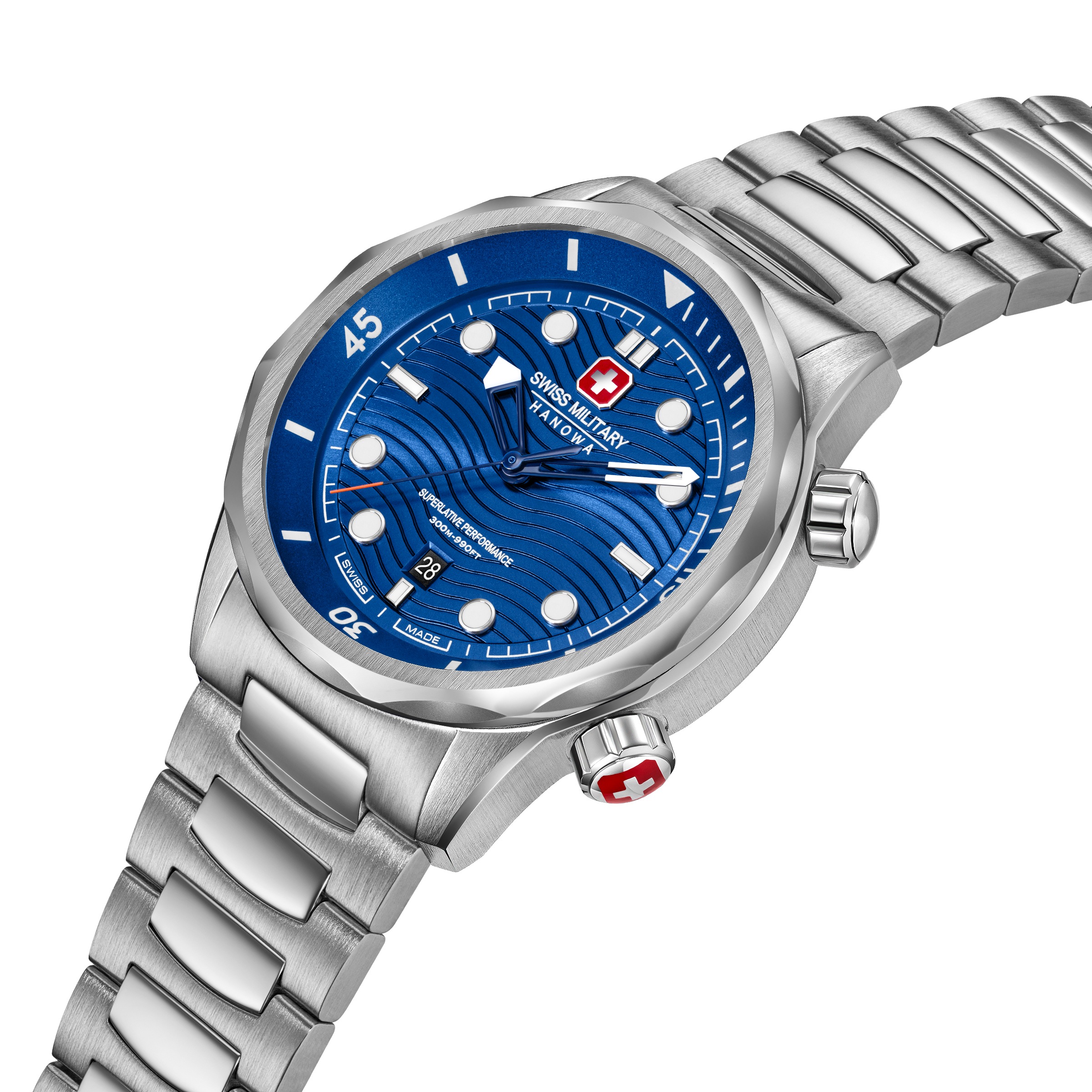 Swiss Military Hanowa Quarzuhr »Breakwater« Armbanduhr, Herrenuhr, Swiss Made, Edelstahlarmband, analog, Tag