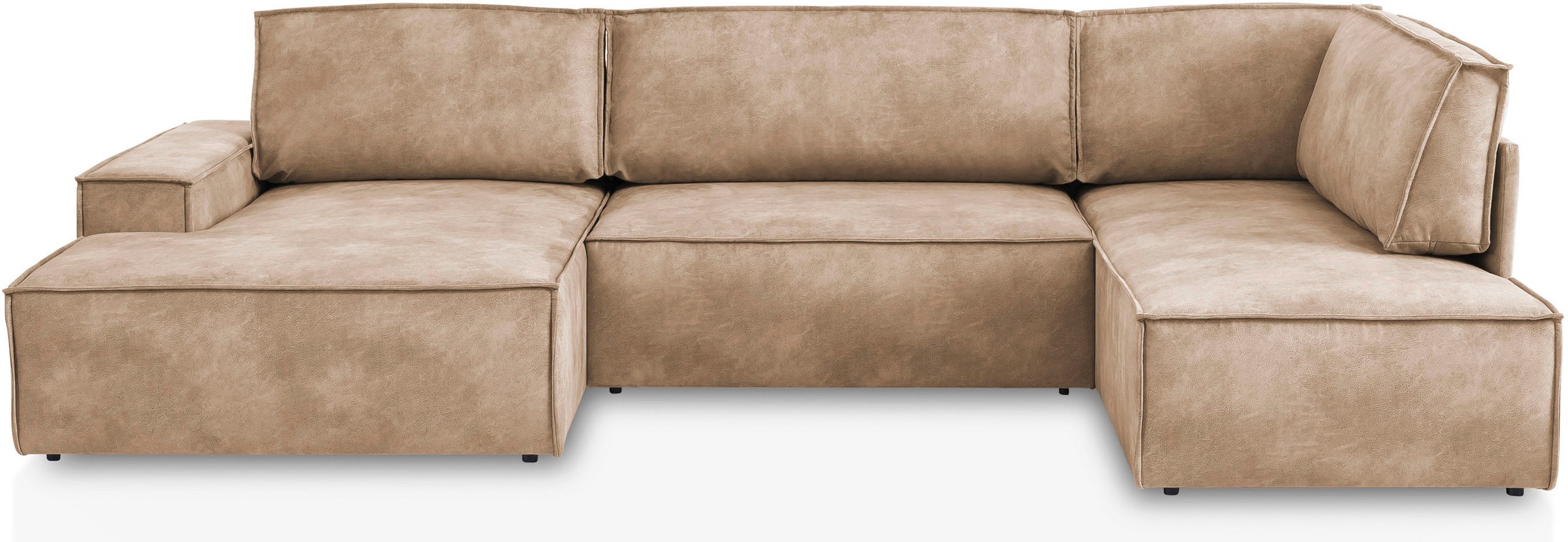 Home affaire Wohnlandschaft »SHERWOOD 329 cm, U-Form, Schlafsofa,«, Schlaffunktion m. Bettkasten (194x139 cm), Cord, Vintage, Samtvelours