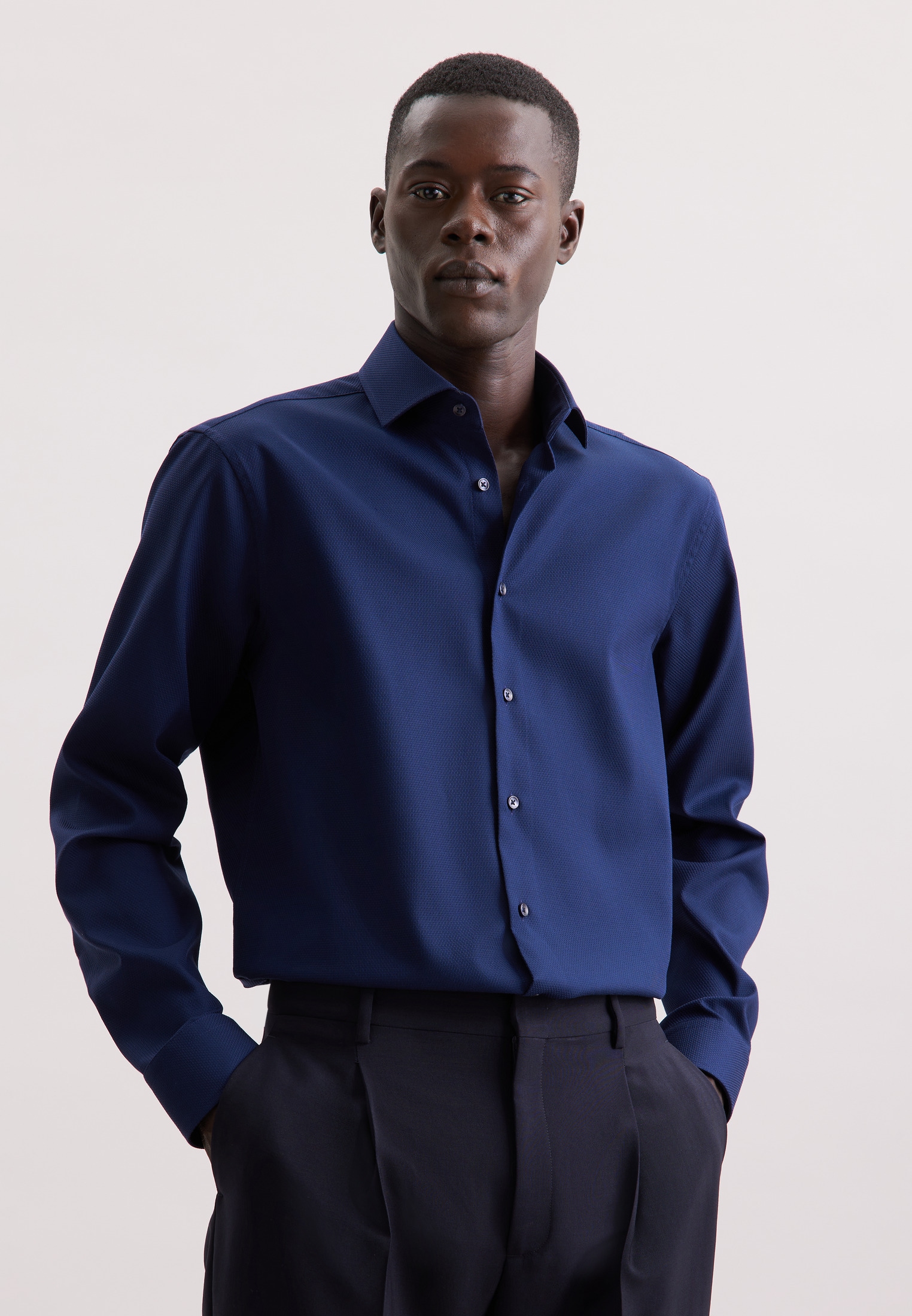 seidensticker Businesshemd »Schwarze Rose« Regular 1/1 Kentkragen Struktur