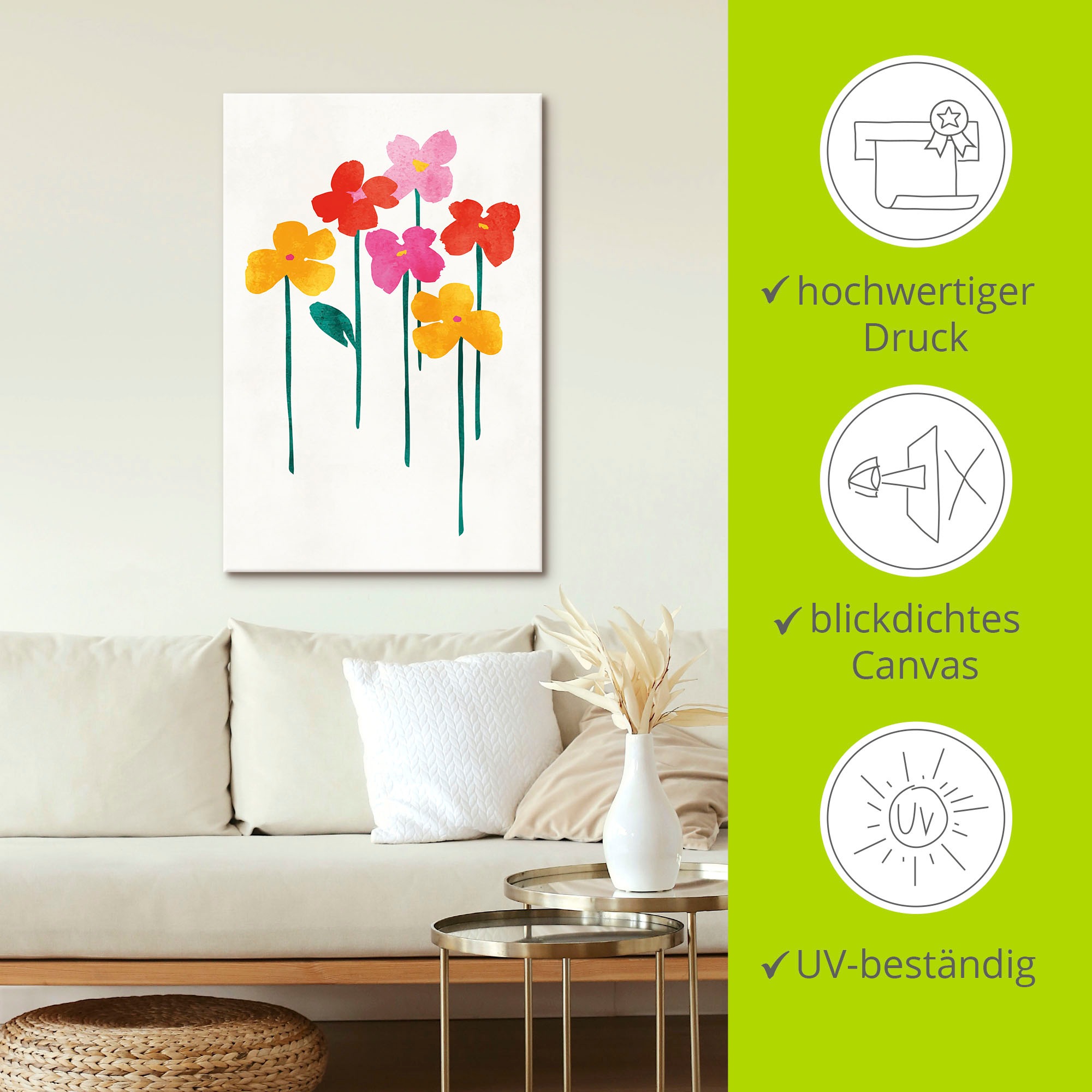 Artland Wandbild »Kleine glückliche Blumen«, Blumenbilder, (1 St.), als Leinwandbild, Poster in verschied. Größen