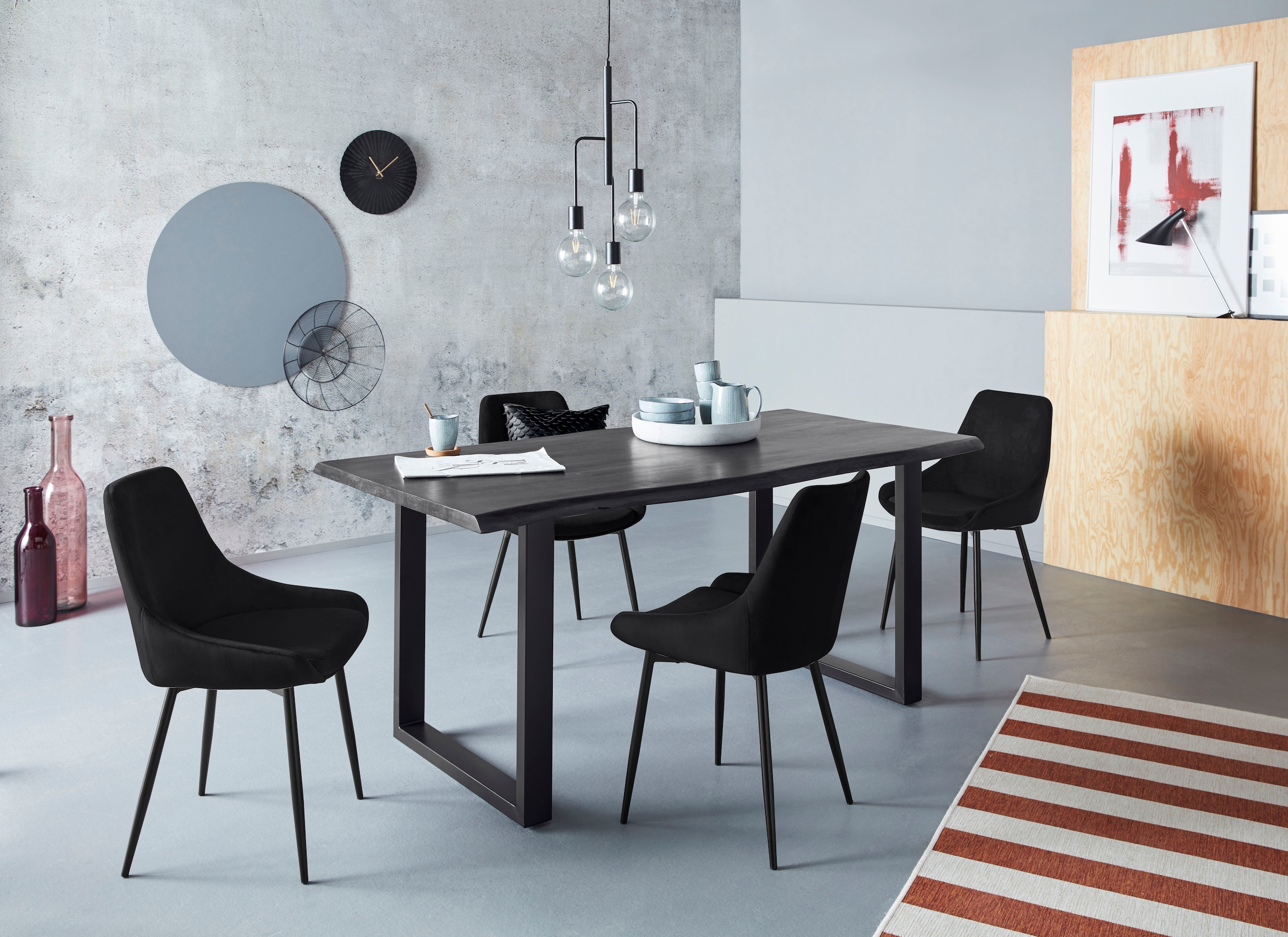 INOSIGN Esszimmerstuhl »Niam, TOPSELLER!, OTTOs Choice«, Samtvelours, 2er Set, schwarze Metallbeine, pflegeleichter Samtvelours Bezug