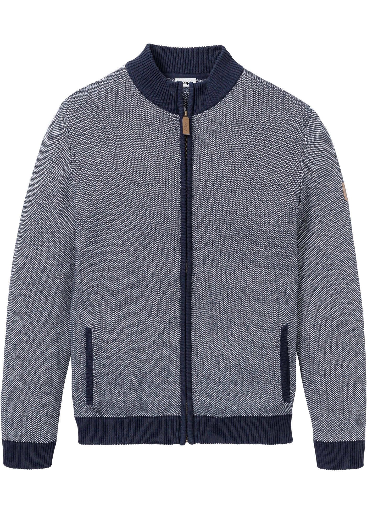 bonprix Strickjacke mit Stehkragen, Regular Fit, unifarben, aus Baumwolle, casual Stil