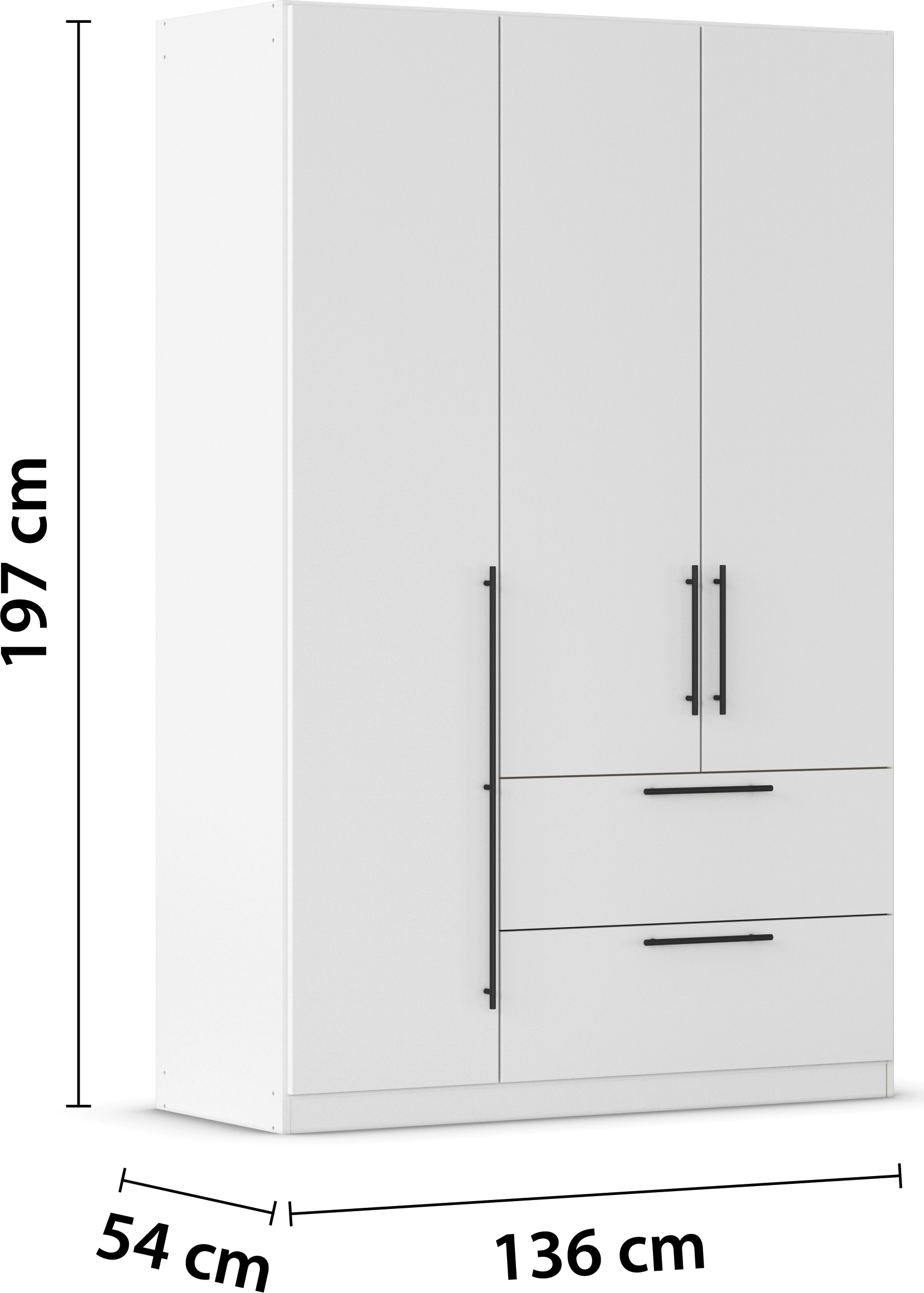 rauch Kleiderschrank »Drehtürenschrank Schrank Garderobe Wäscheschrank Schlafzimmer AVOLA«, (in 3 verschiedenen Ausstattungen BASIC/CLASSIC/PREMIUM), mit hochwertigen Stangengriffen aus Metall in Schwarz MADE IN GERMANY