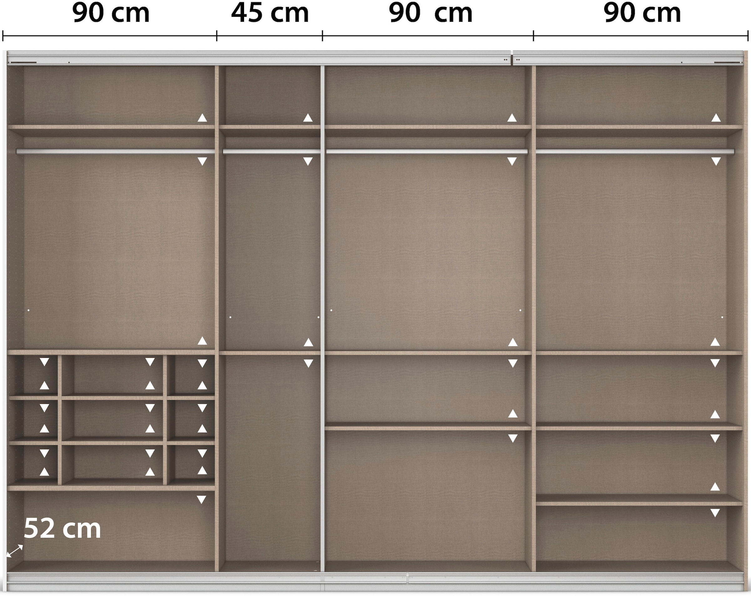 rauch Schwebetürenschrank »Kleiderschrank Schrank Garderobe Wäscheschrank TOMA mit Passepartout«, inkl. Regaleinsatz sowie zusätzlichen Einlegeböden MADE IN GERMANY