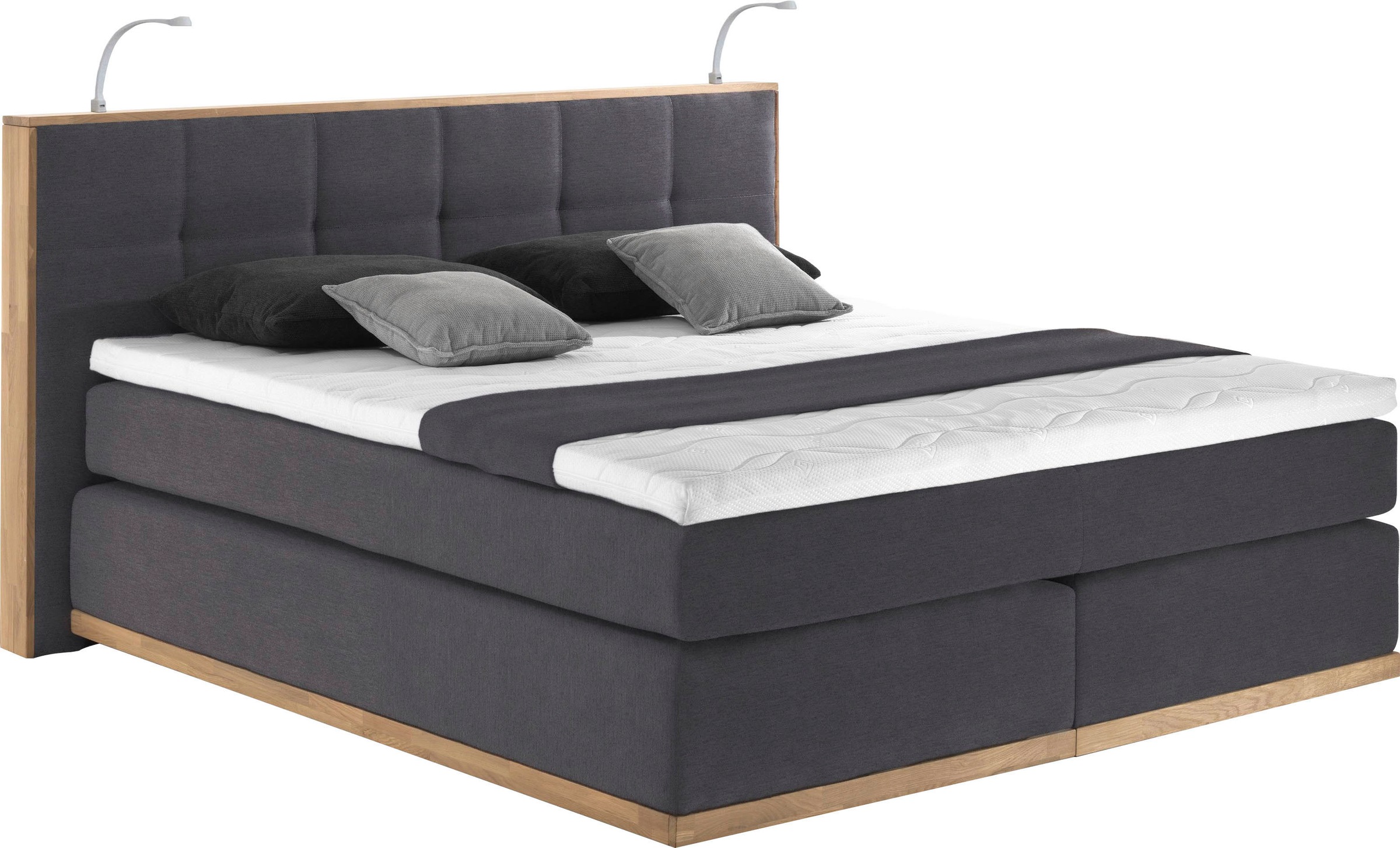 PLACES OF STYLE Boxspringbett »Vinton« aus Eiche, mit LED-Beleuchtung, vers günstig online kaufen