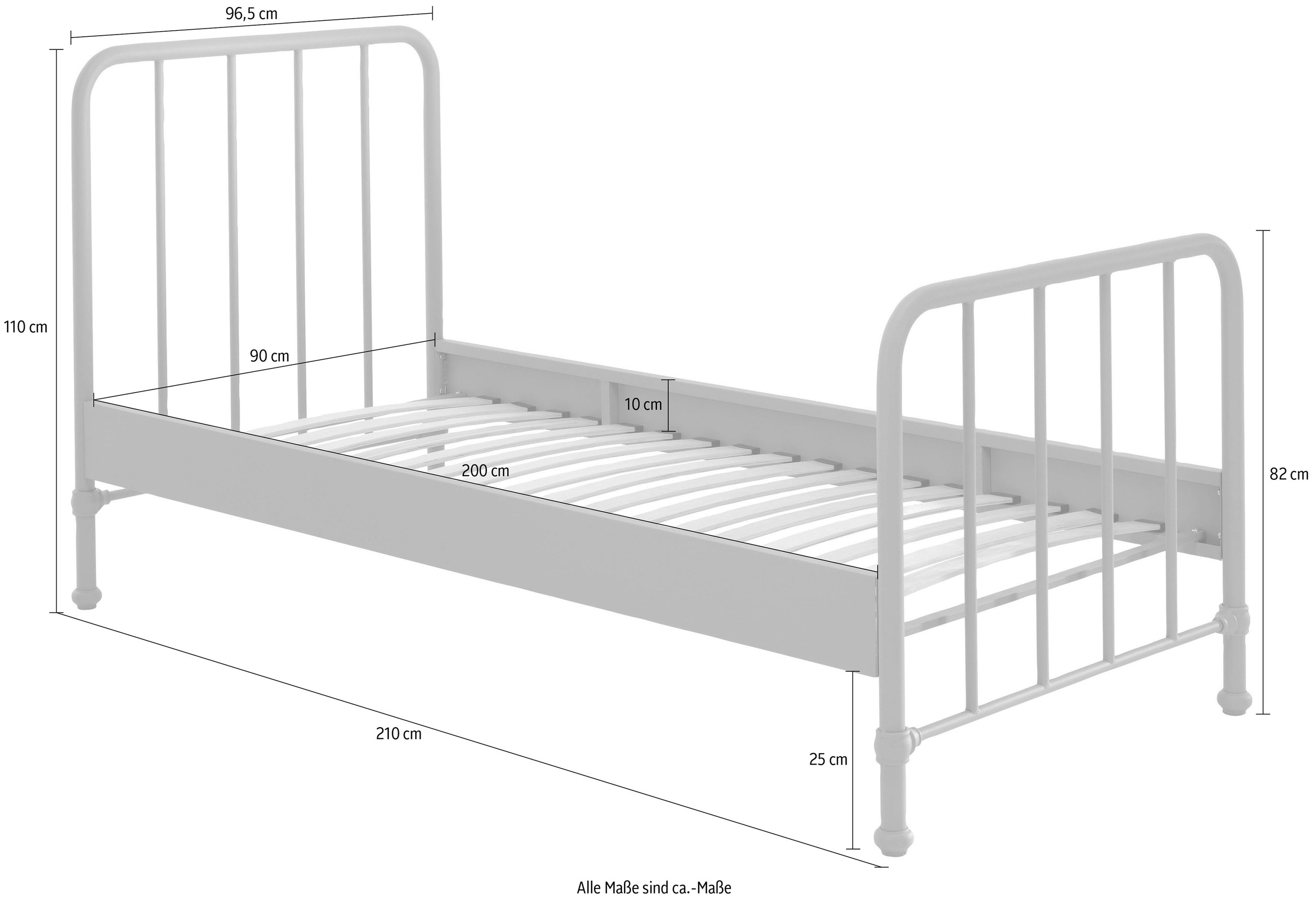 Vipack Jugendbett »Bronxx«, (Made in Europe), Metallbett