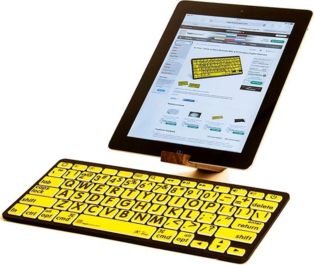 Logickeyboard Wireless-Tastatur »XL-Print Black on Yellow DE (PC/BT)«, (Ziffernblock-Fn-Tasten)