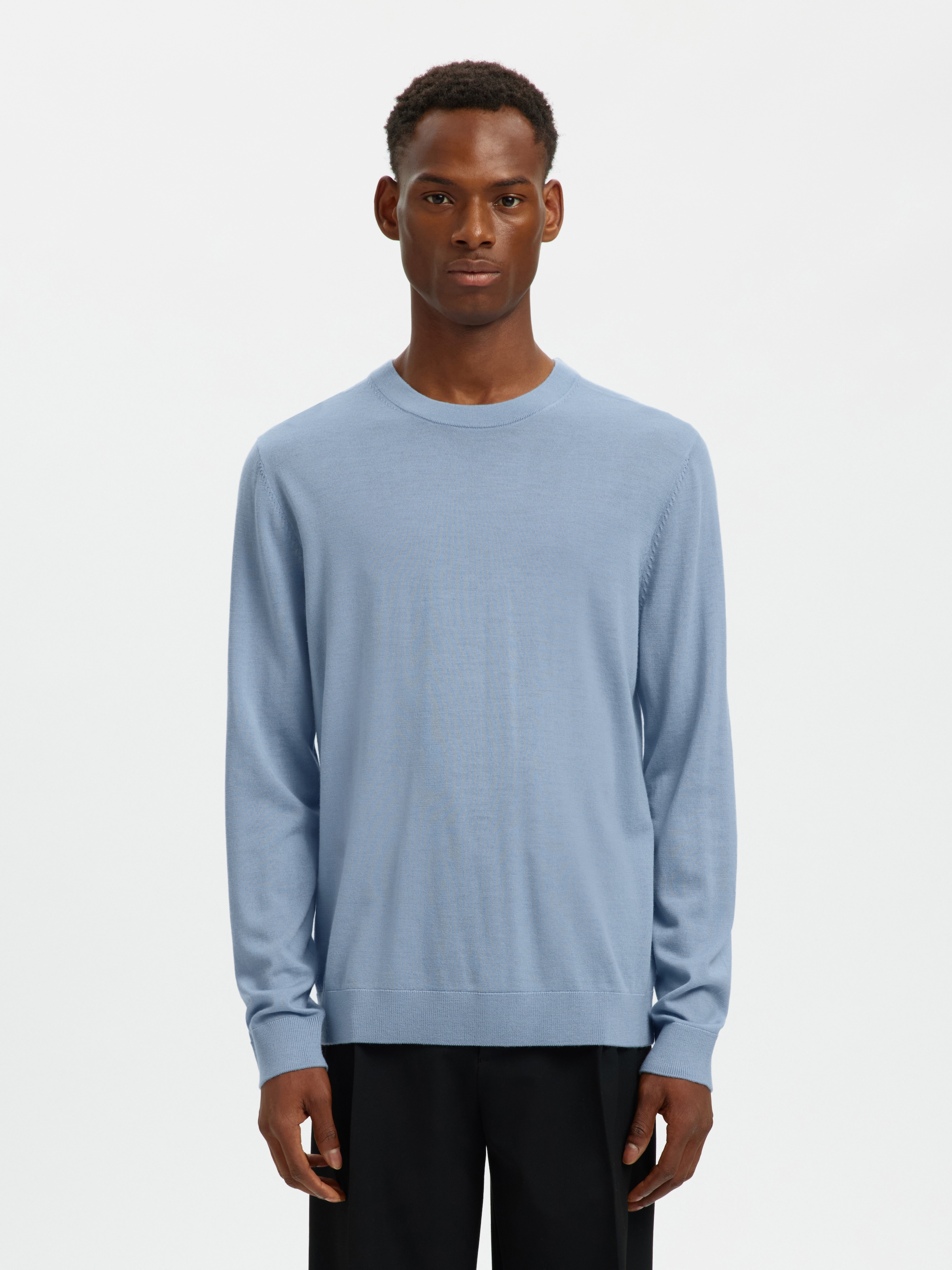 SELECTED Rundhalspullover »SLHTRAY LS KNIT MERINO CREW NECK NOOS« Wolle, regular fit
