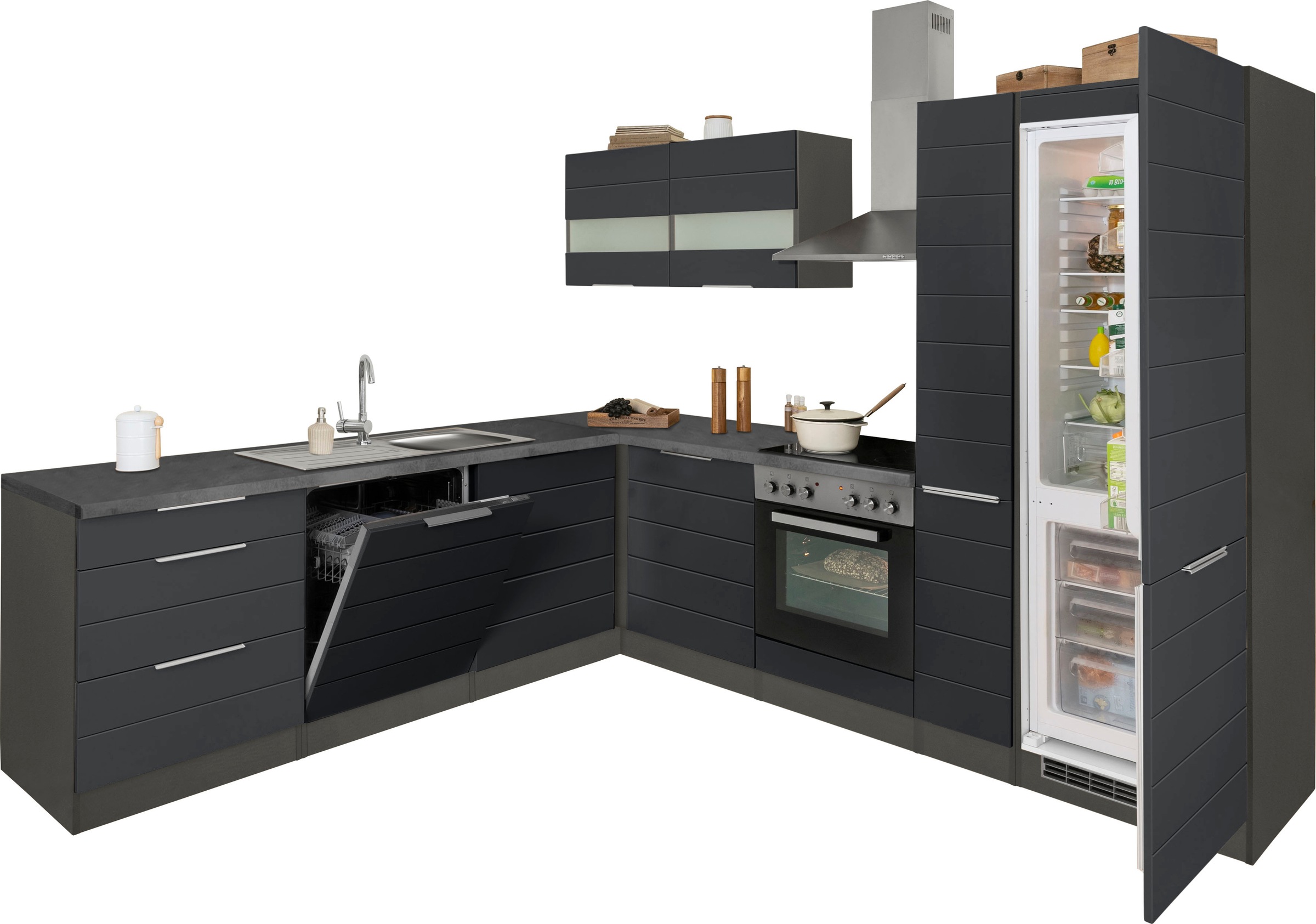 KOCHSTATION Winkelküche »KS-Luhe«, Stellbreite 240x270 cm, wahlweise mit oder ohne E-Geräten, MDF-Fronten