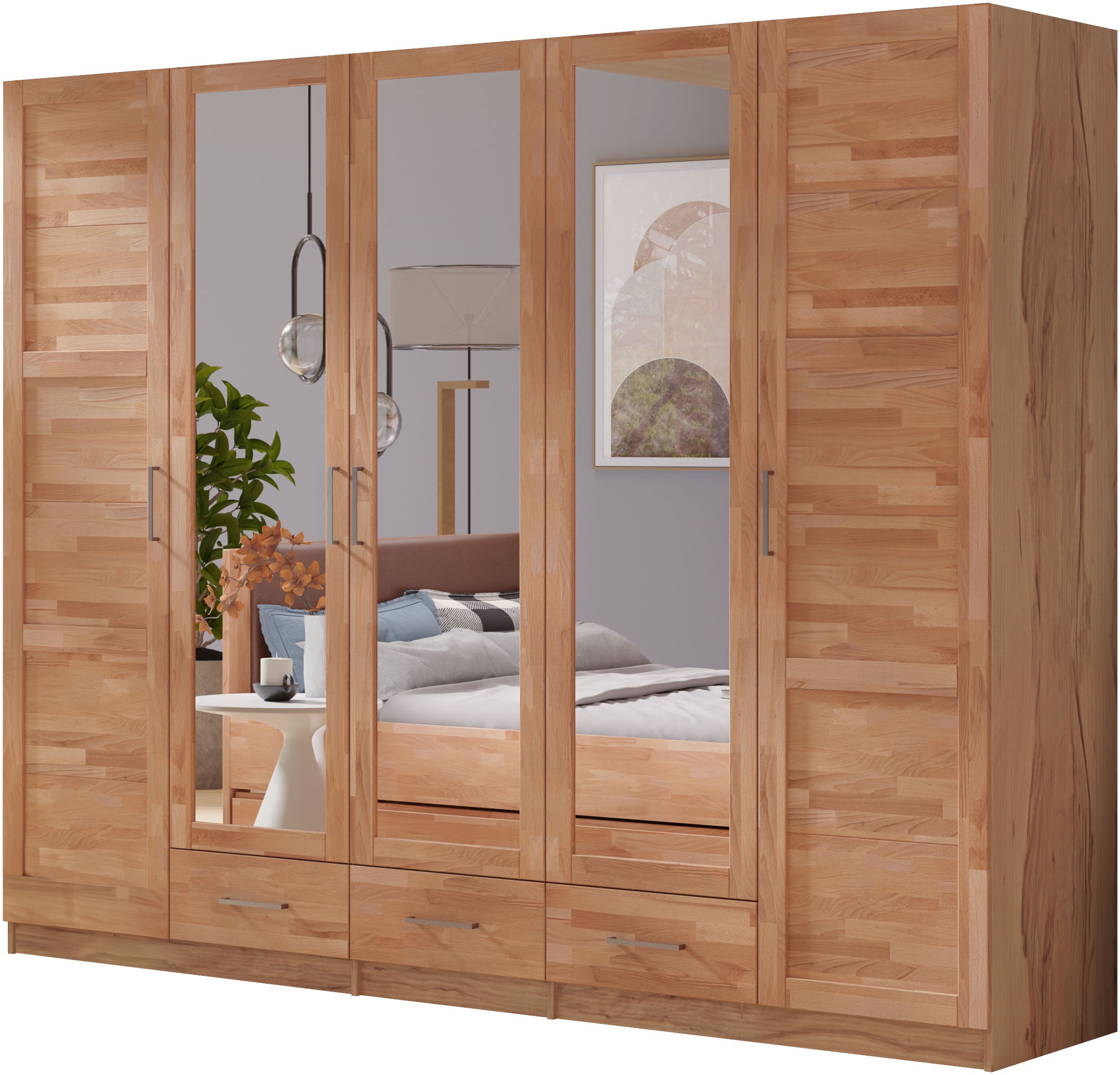 Home affaire Kleiderschrank »Sabrina, natürlicher Landhausstil, mit Innenau günstig online kaufen