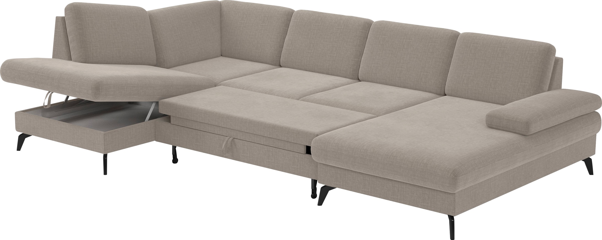 sit&more Wohnlandschaft »Morris U-Form, inkl. Sitztiefenverstellung«, wahlweise mit Armteilverstellung, Bettfunktion & Bettkasten