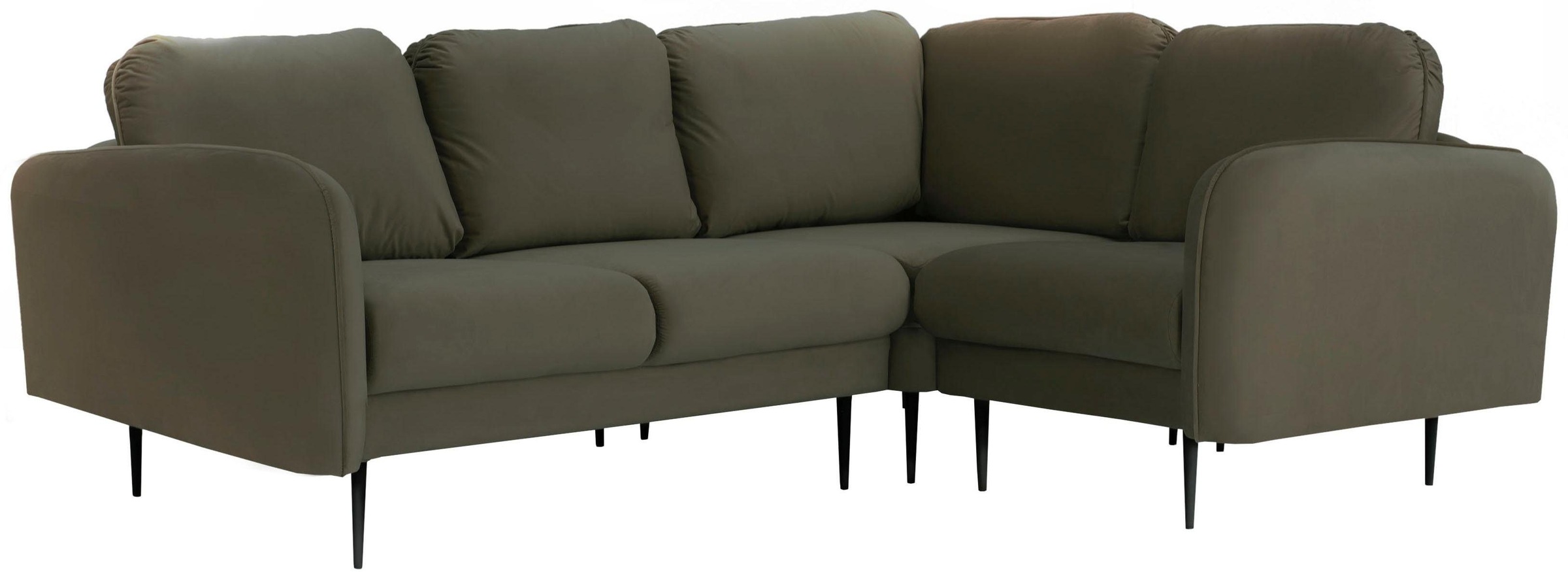 Leonique Ecksofa "Samtoptik" mit losen Rückenkissen und Keder oben auf der günstig online kaufen