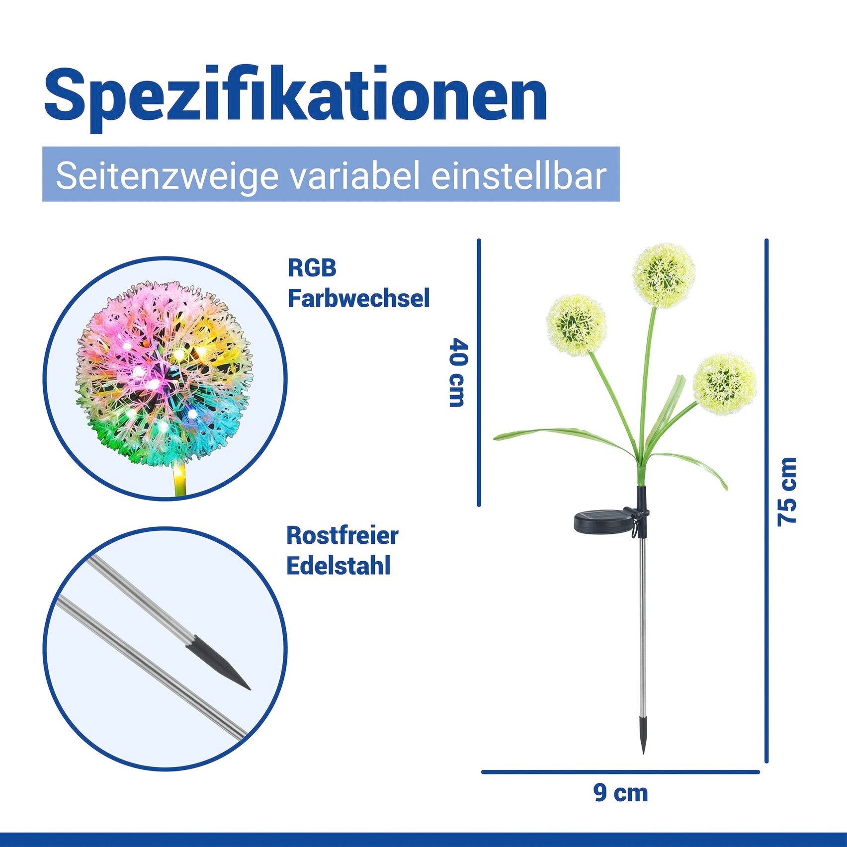 Maximex LED Gartenleuchte »Modell Pusteblume« 2 Stk. Farbwechsler LED Gartenstecker, solarbetriebene Gartenbeleuchtung, 2 Einstellungen