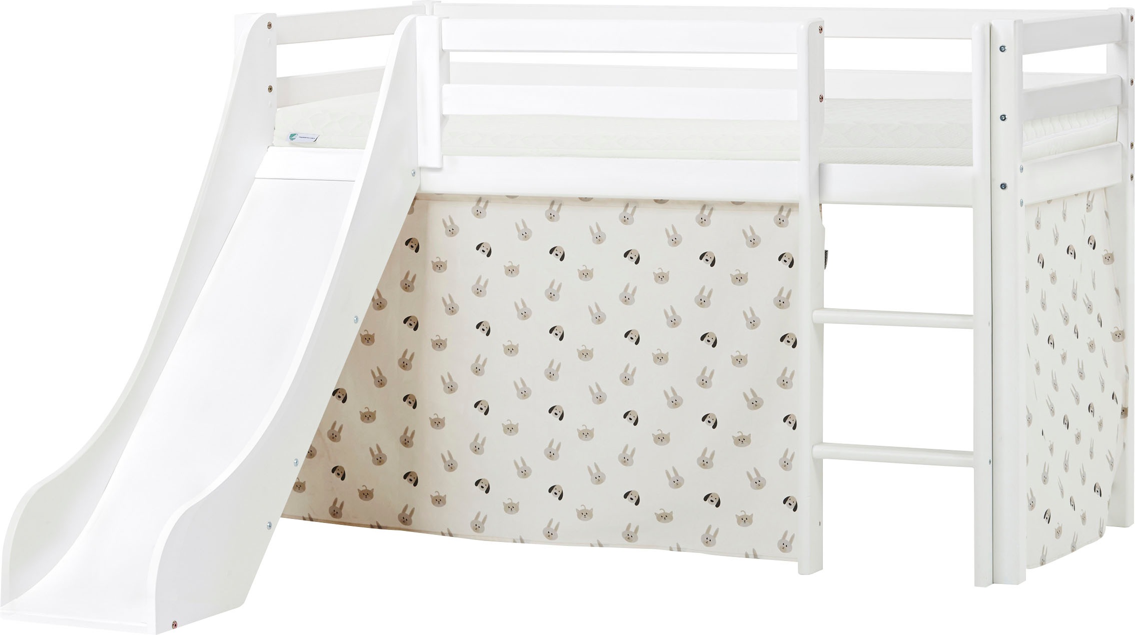 Hoppekids Hochbett ""Pets Natur"" Rutsche & Vorhang Grau und viel Auswahl günstig online kaufen