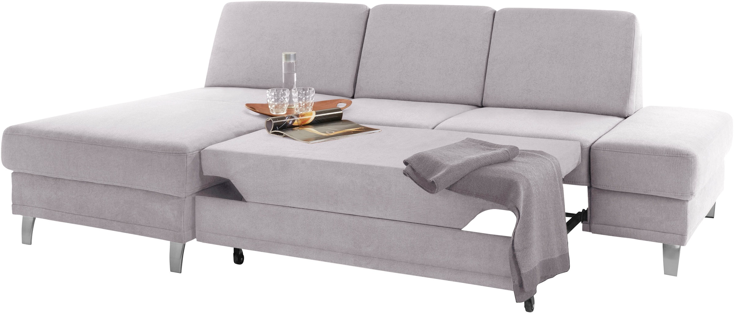 sit&more Ecksofa »Clio L-Form«, wahlweise mit Bettfunktion oder Vorziehsitz und Bettkasten, Federkern