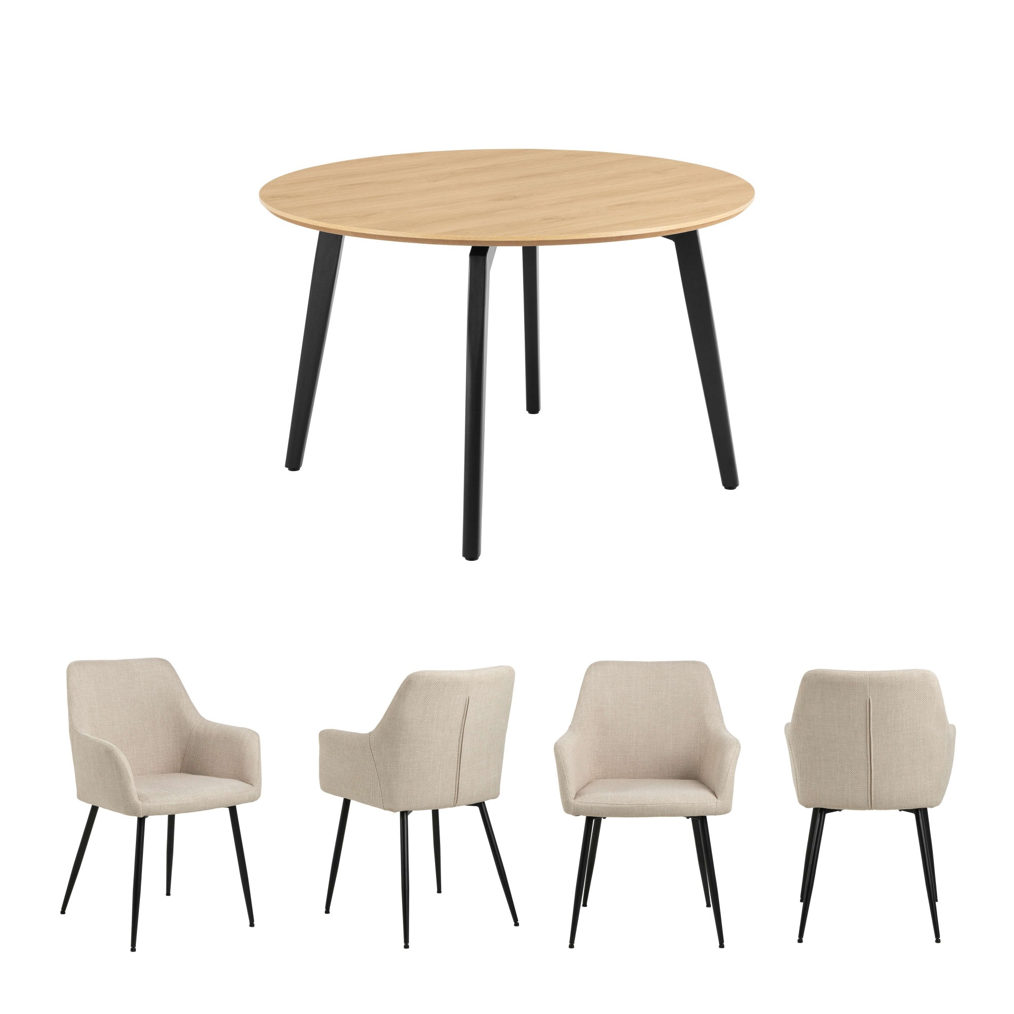 ACTONA GROUP Esszimmer-Set »Essgruppe, Speisetisch mit Wohnzimmerstühlen« S günstig online kaufen