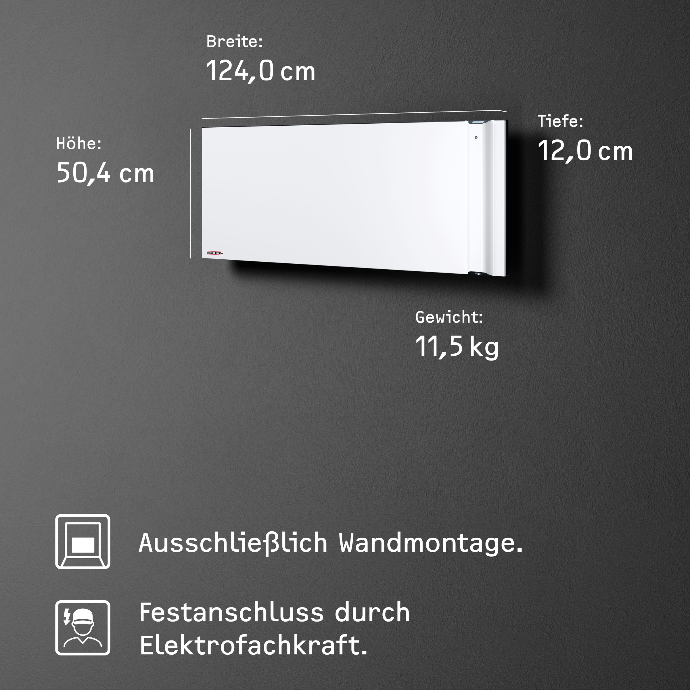 STIEBEL ELTRON Konvektor »»CND 200«, Duo Wandkonvektor, Elektroheizung energiesparend, 2,0 kW«, für ca. 25 m², LCD-Display, Wochentimer, ohne Stecker, Festanschluss