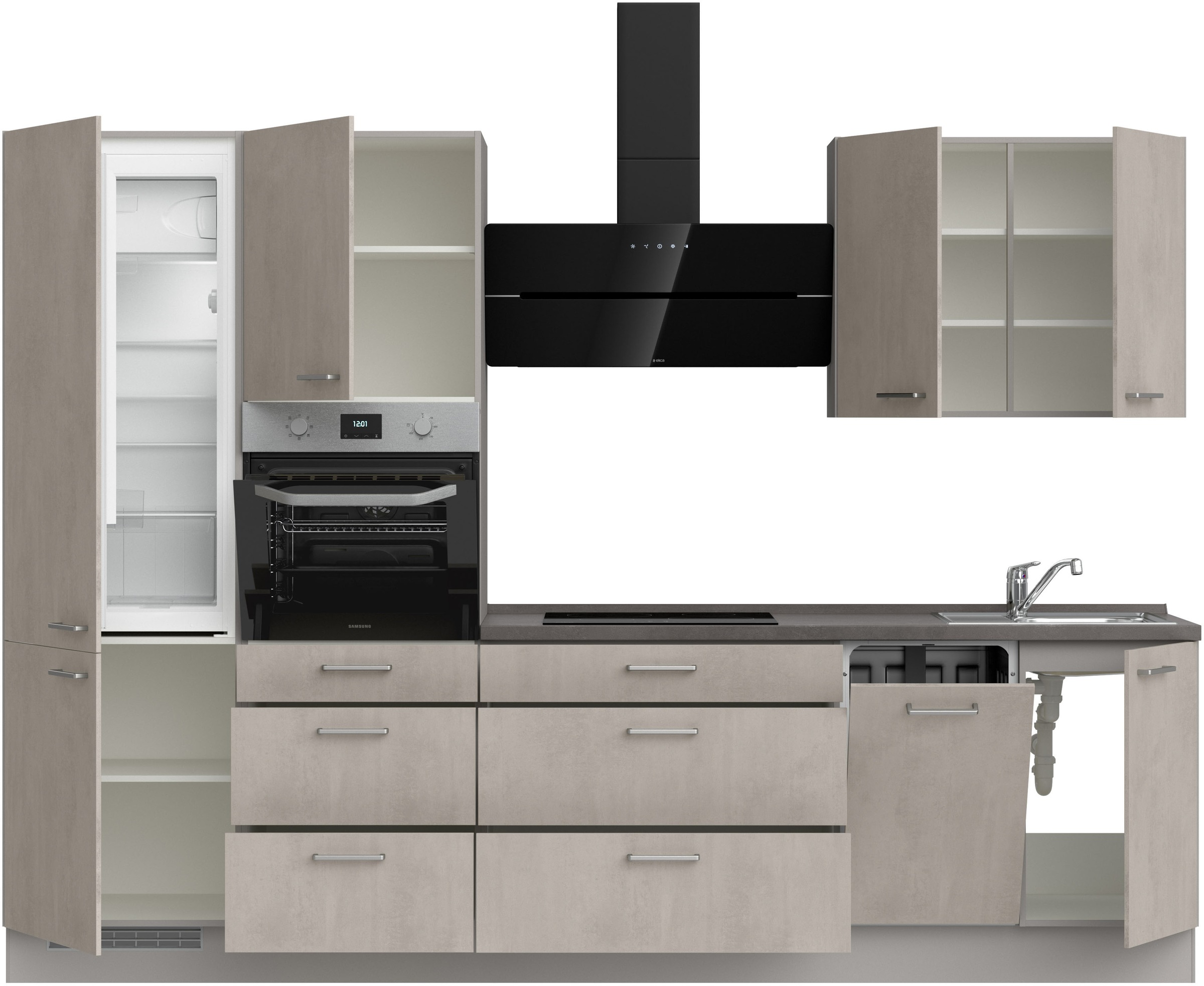 nobilia® Küchenzeile »"Riva II"« vormontiert, Ausrichtung wählbar, Breite 300 cm, wahlw. mit E-Geräten