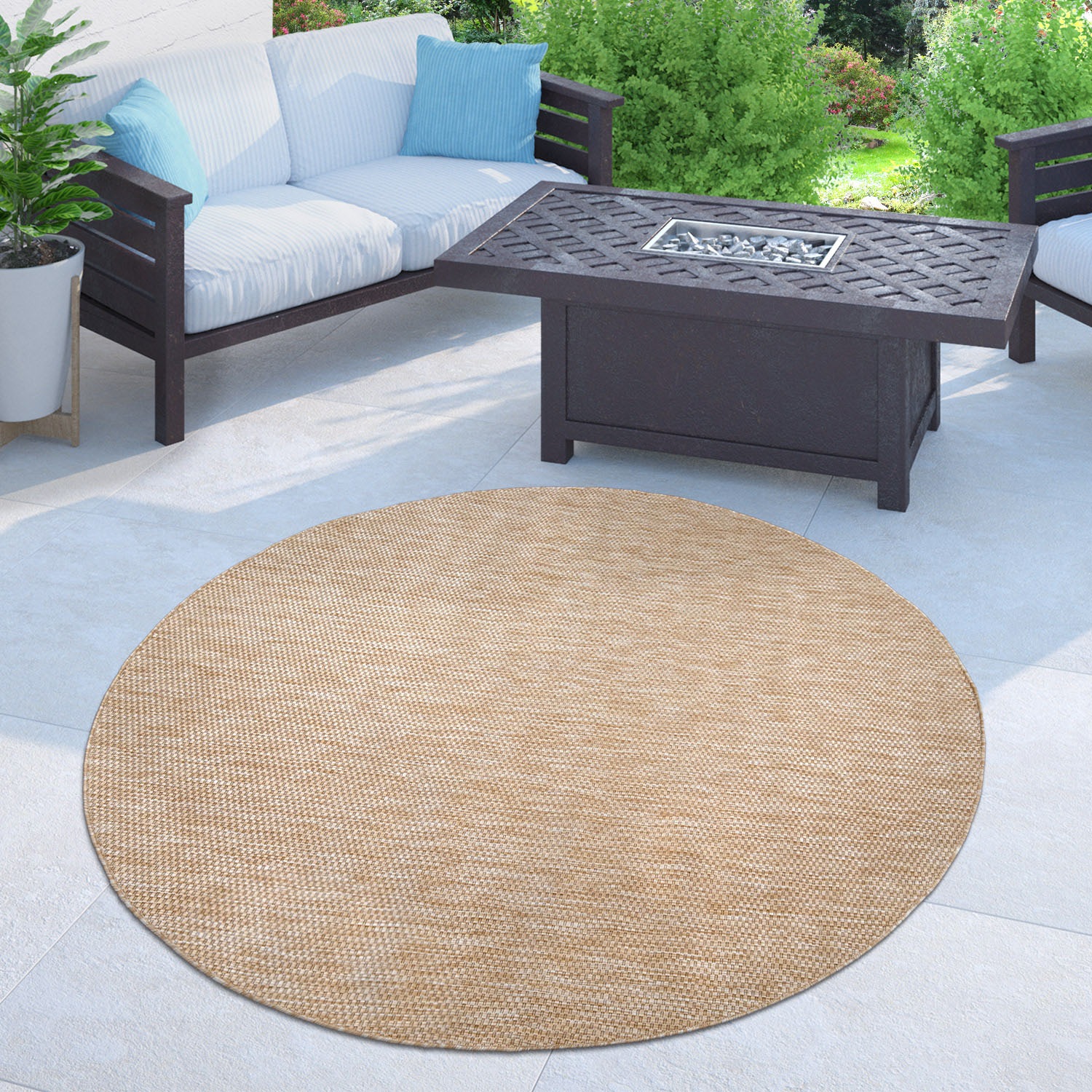 Bruno Banani Teppich »Venezia« rund 4 mm Höhe Flachgewebe, Sisal-Optik, mel günstig online kaufen