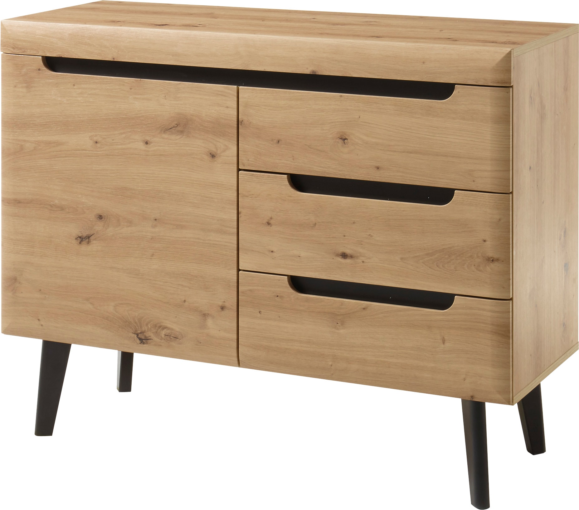 INOSIGN Sideboard »Torge, Anrichte, Kommode, Schubladenschrank«, (1 St.), abgeschrägte Füße, drei Farben, Scandi Design, 107 cm breit
