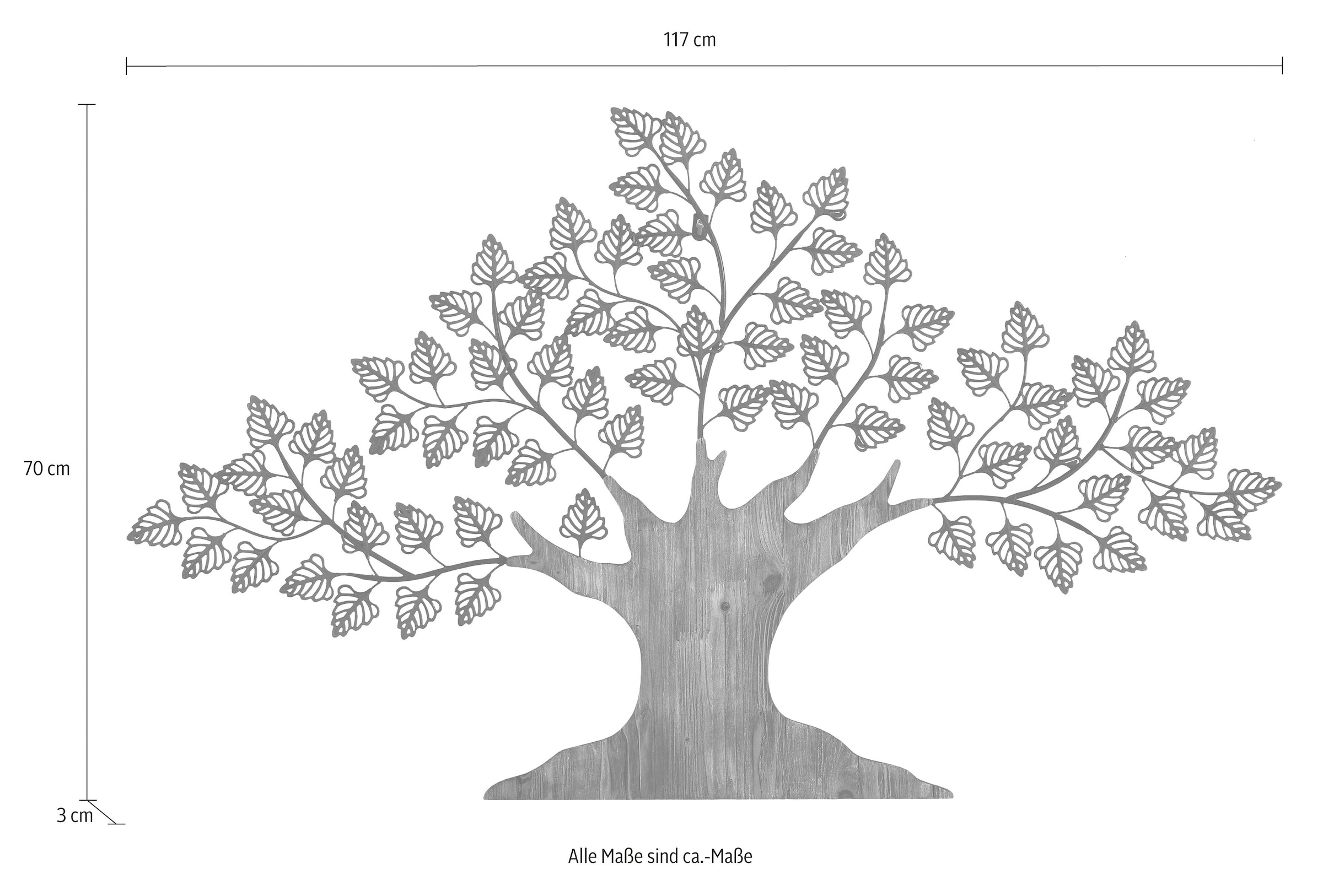 HOFMANN LIVING AND MORE Wanddekoobjekt »Baum«, Materialmix aus Metall und  Holz auf Rechnung bestellen
