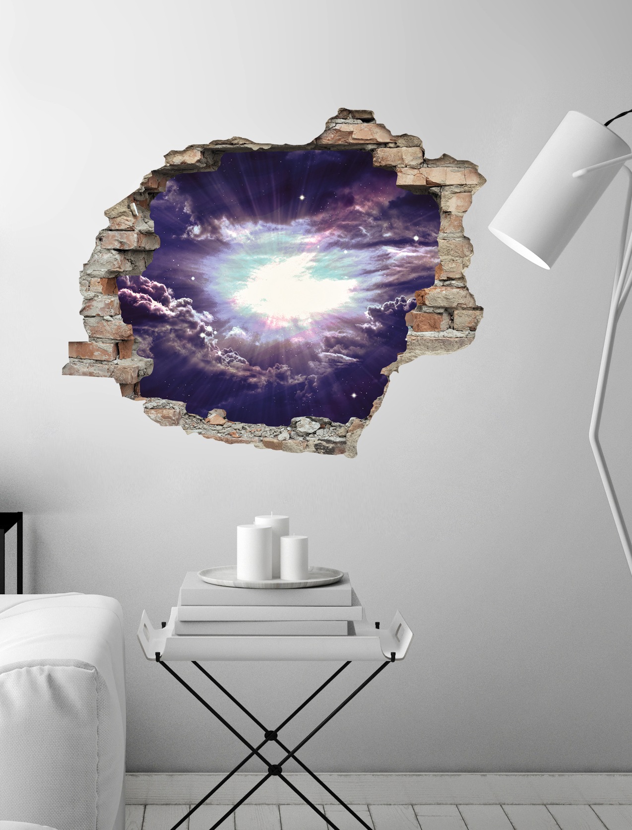 queence Wandtattoo »lila Wolken«, (1 St.), Wandsticker, Wandbild, selbstklebend, 3D, Wanddurchbruch