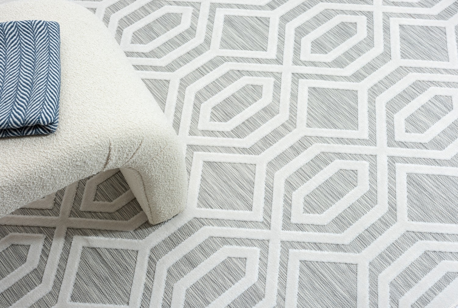 Myflair Möbel & Accessoires Teppich »Haven Lagerräumung«, rechteckig, 8 mm Höhe, Rauten Motiv, Hoch-Tief Effekt, Outdoor geeignet, Balkon, Terrasse