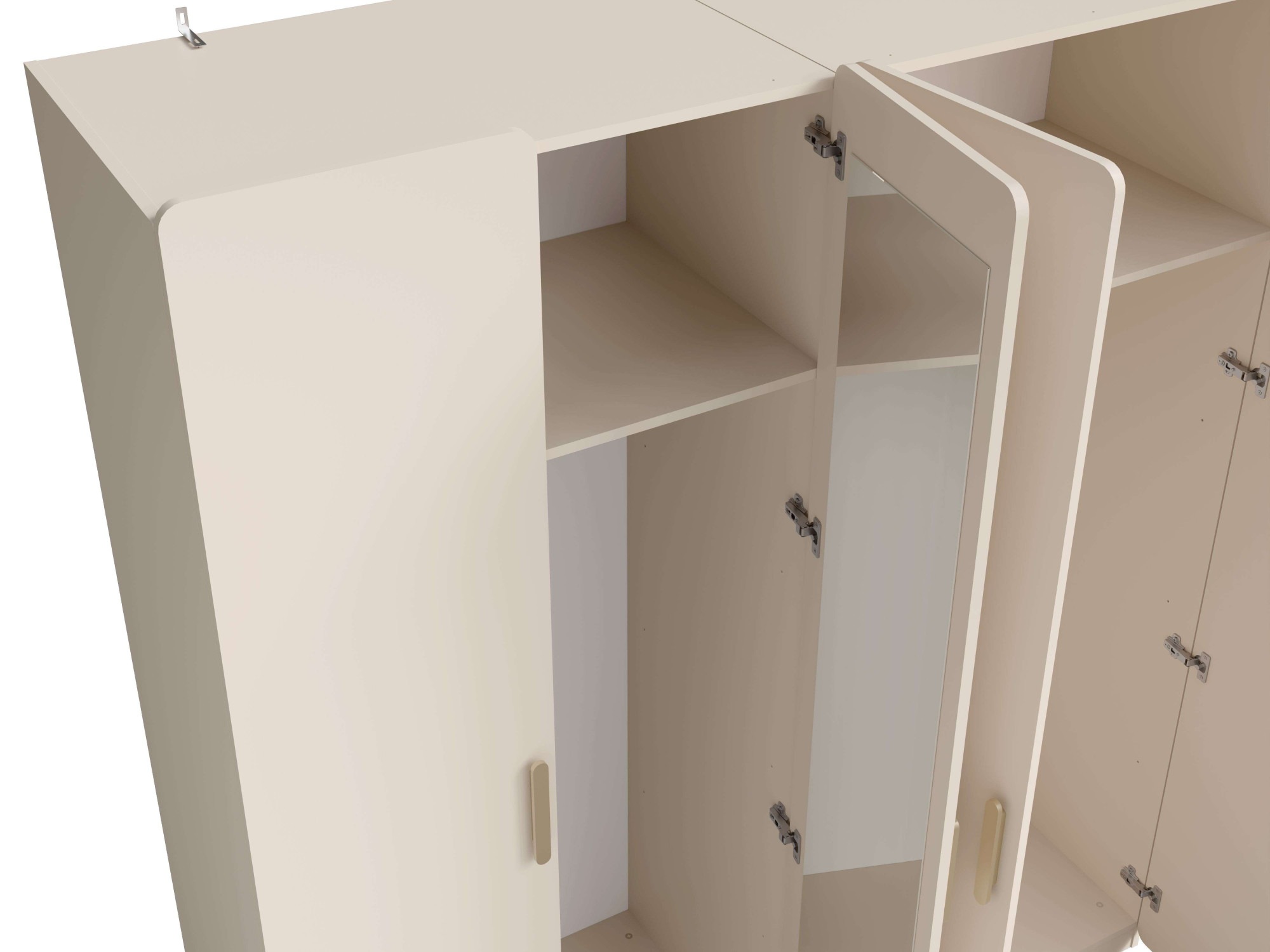 Home affaire Kleiderschrank »CLAREI mit 2 Einlegeböden, 2 Kleiderstangen, Maße B/H/T 179/210/60,5cm«, Garderobe mit 4 Drehtüren und goldenen Kunststoffgriffen