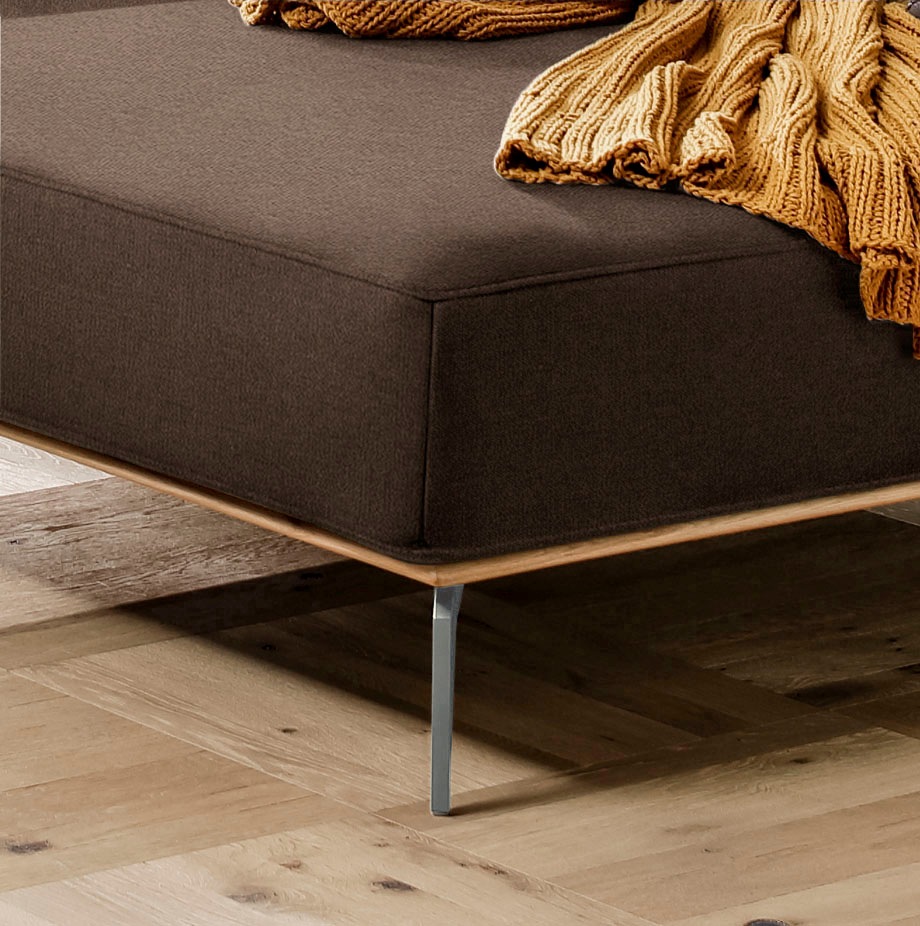 W.SCHILLIG Ecksofa »run, Designsofa mit tollem Sitzkomfort, bequem, L-Form«, mit elegantem Holzsockel, Füße in Silber matt, Breite 299 cm
