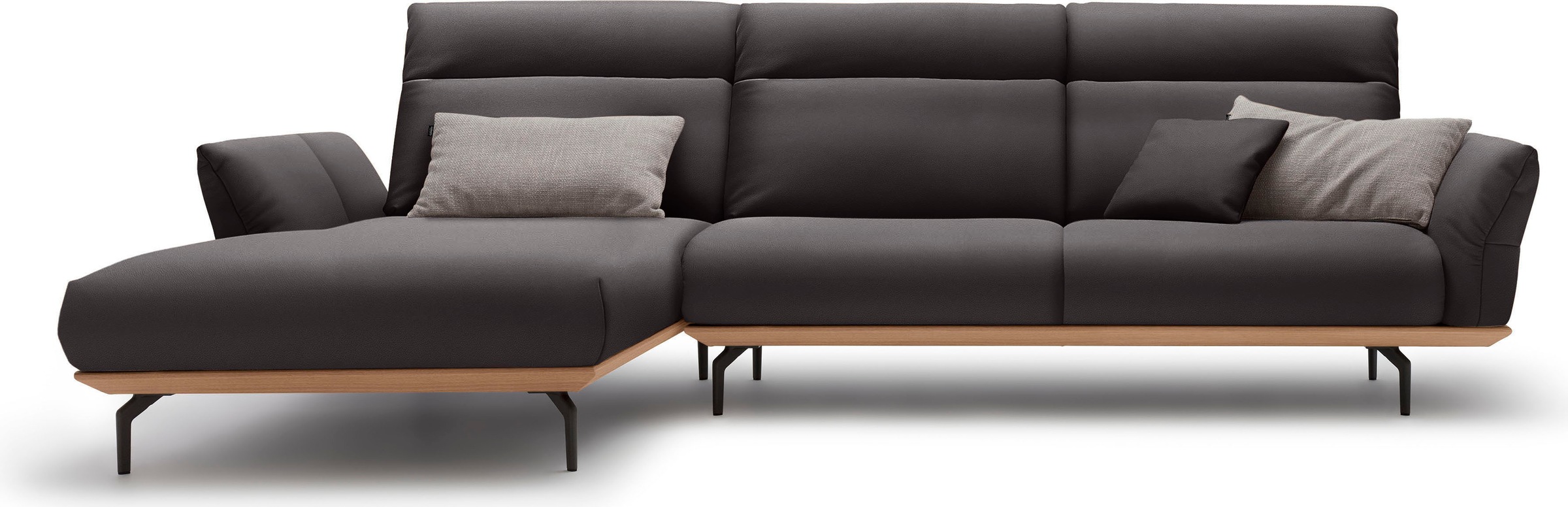 Creation BY ROLF BENZ Ecksofa »CR.460«, Sockel in Eiche, Winkelfüße in Umbragrau, Breite 318 cm