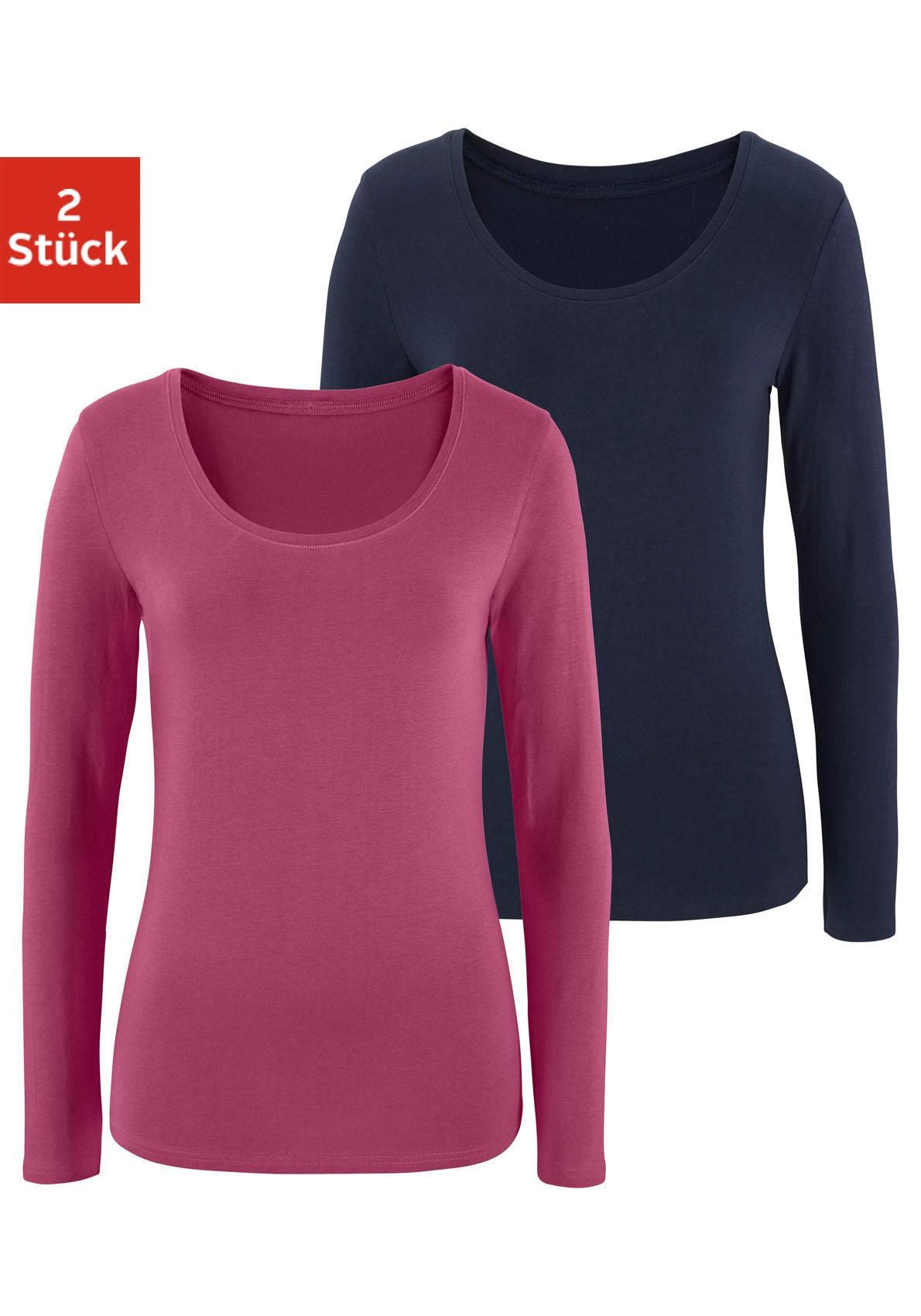 Vivance Langarmshirt, (2er-Pack), aus im Online-Shop Baumwoll-Qualität elastischer kaufen