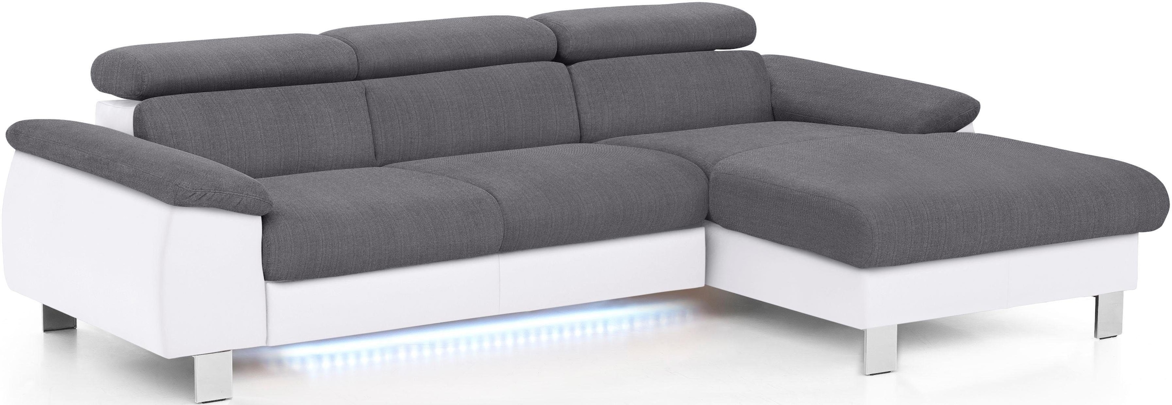 COTTA Polstergarnitur »Komaris L-Form«, (Set), Set bestehend aus: Ecksofa mit Kopfteilverstellung & Hocker