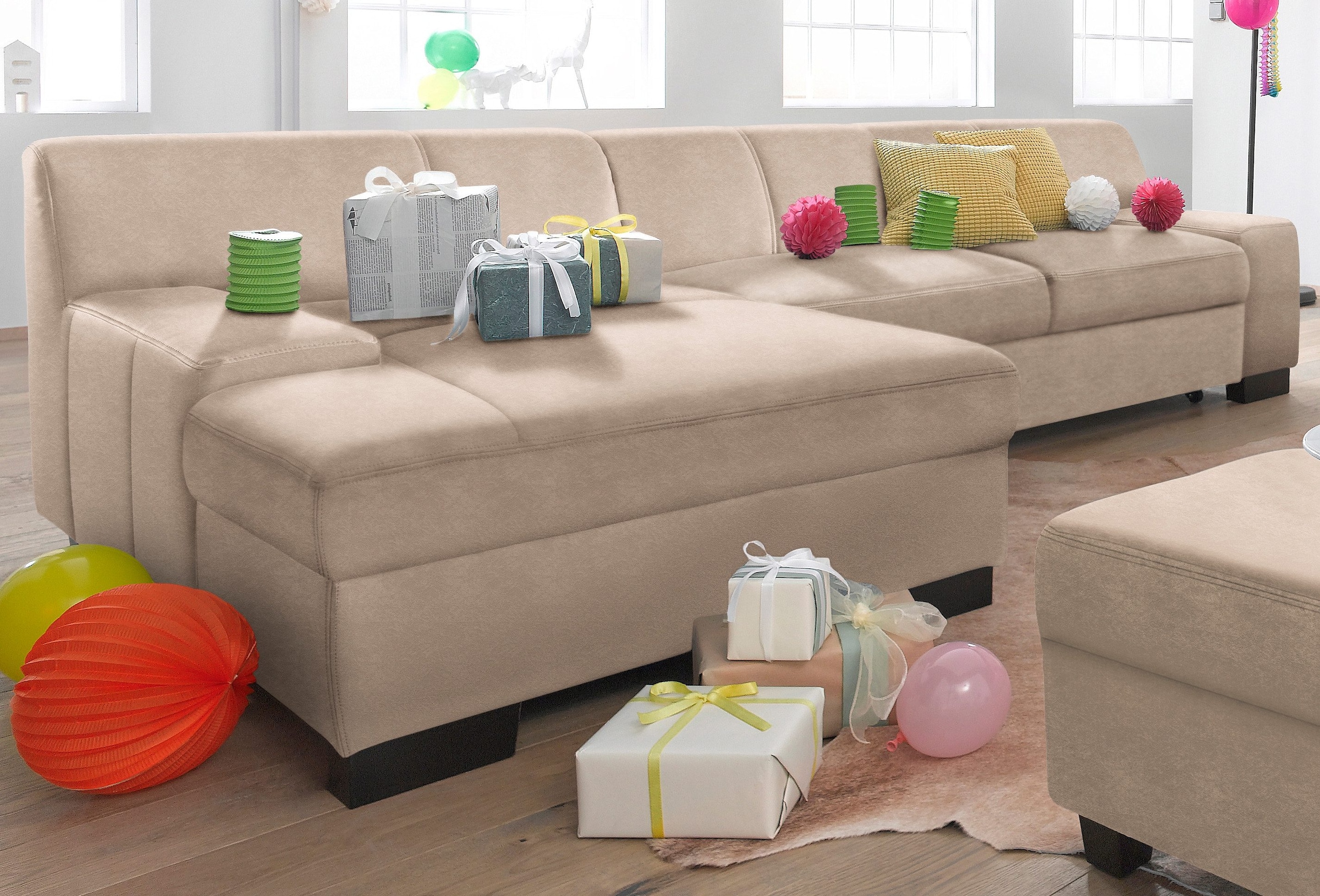 DOMO collection Ecksofa »Norma L-Form«, wahlweise mit Bettfunktion