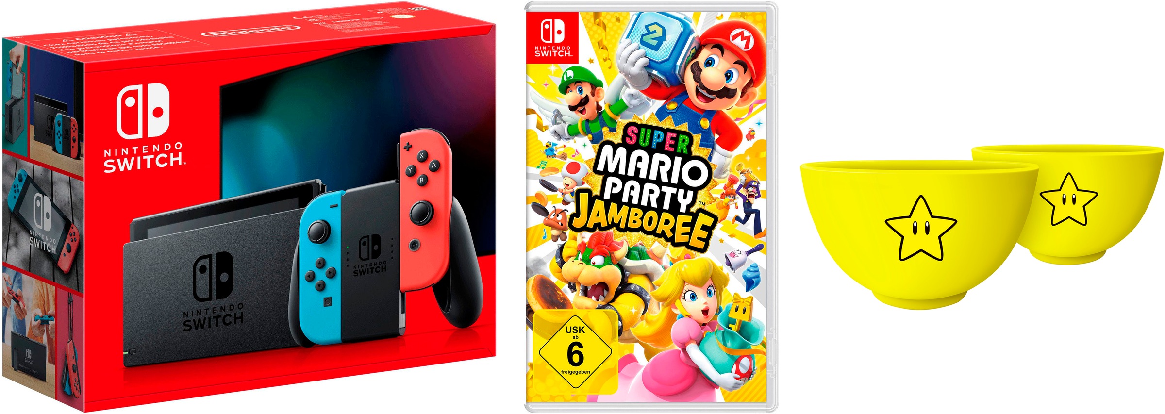 NINTENDO SWITCH Konsolen-Set »Switch + Super Mario Party Jamboree« 32 GB Switch inkl. Mario Party Jamboree und exklusives Müslischalen-Set...